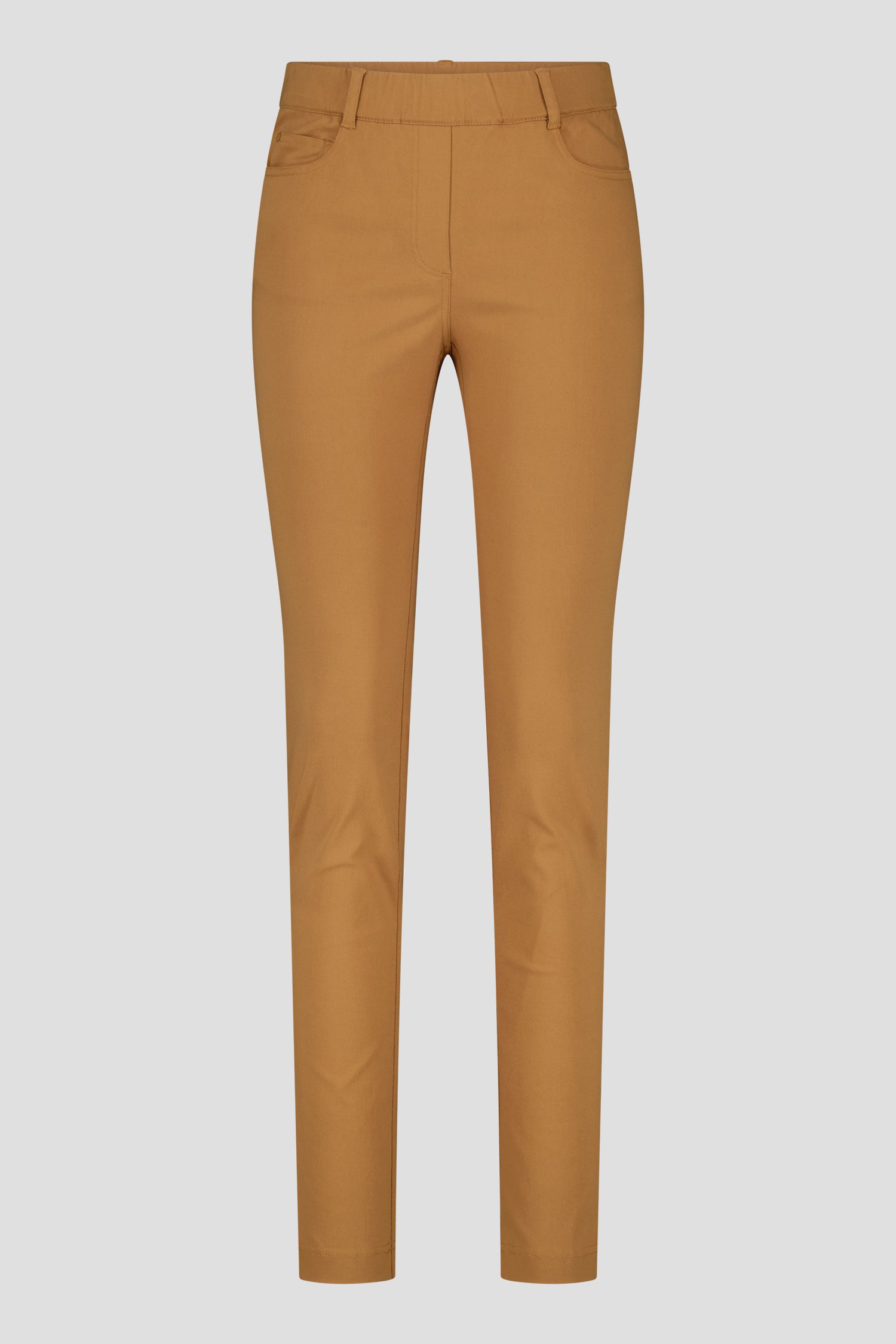 Lichtbruine stretchbroek met elastische tailleband van Claude Arielle voor Dames