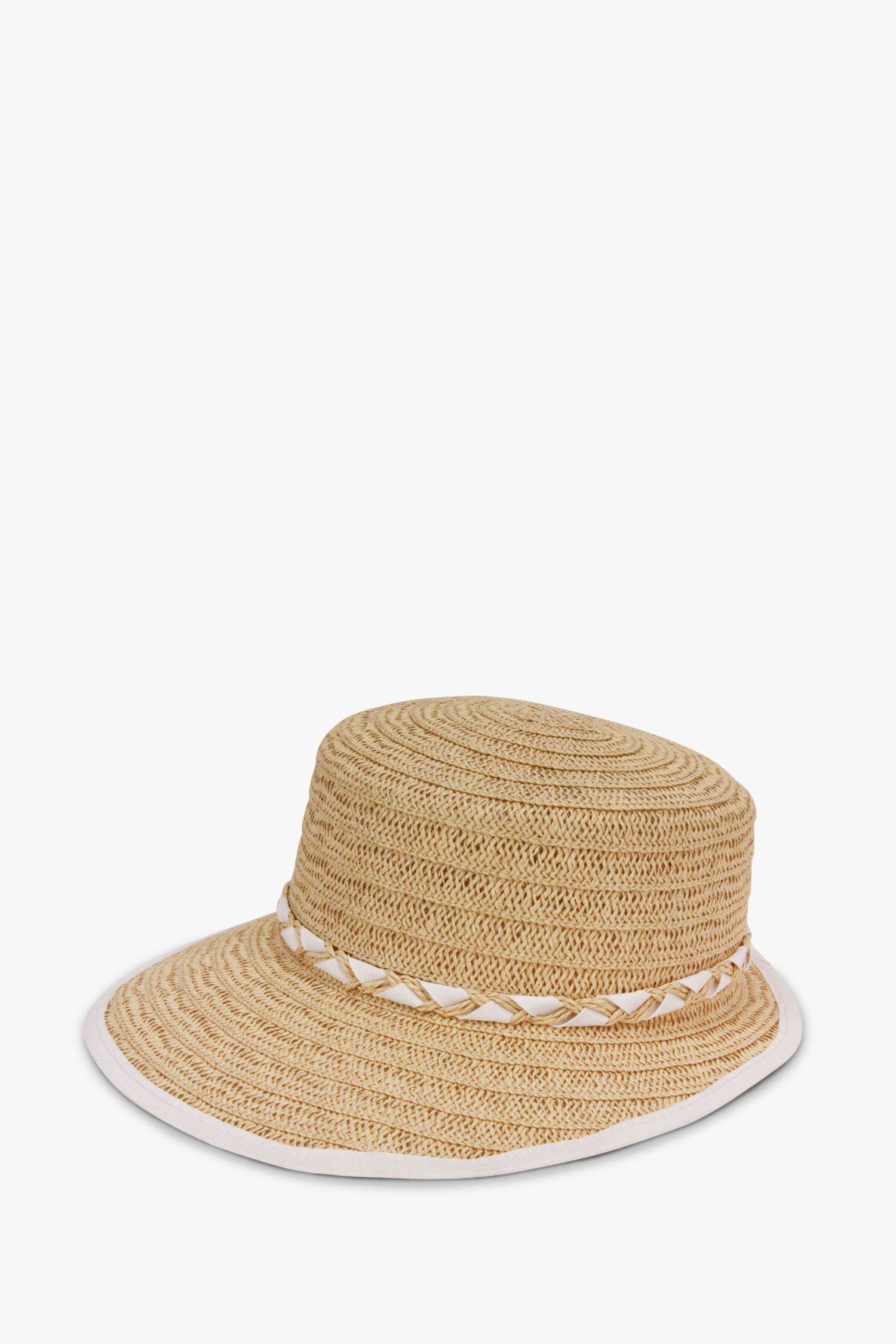 Lichte geweven hoed met witte details van Modeno voor Dames
