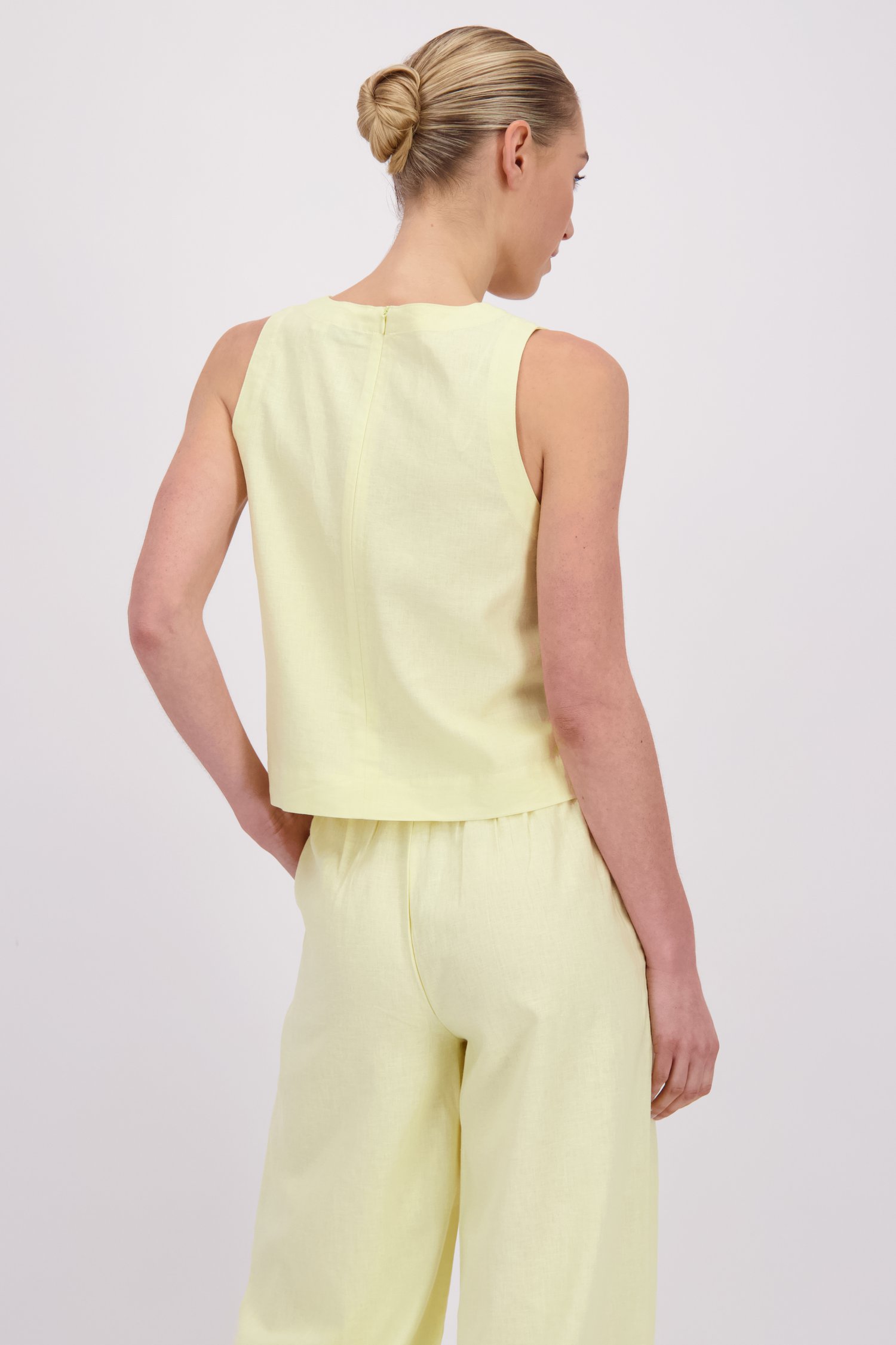 Achterkant van Lichtgeel linnen topje door Liberty Island voor Dames
