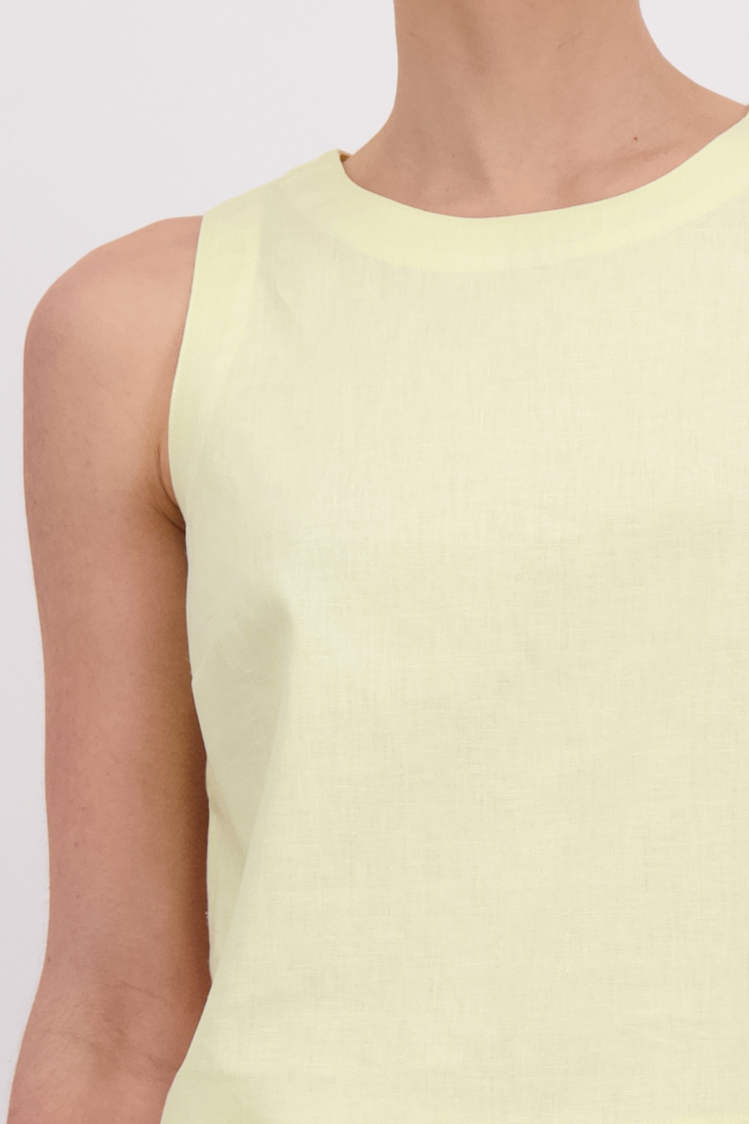 Detail van Lichtgeel linnen topje door Liberty Island voor Dames