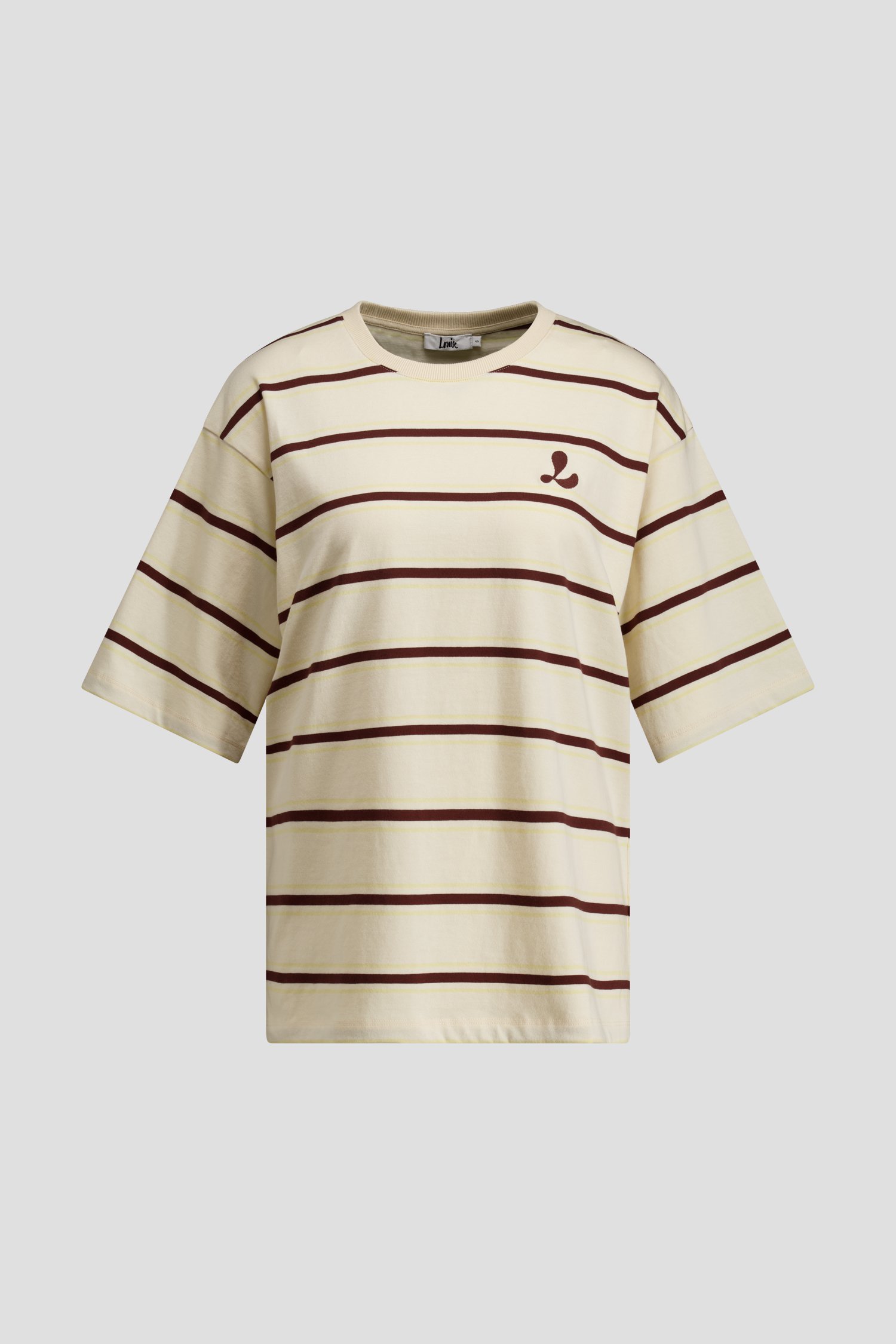 Productfoto 1 van Lichtgeel T-shirt met bruine strepen door Louise voor Dames
