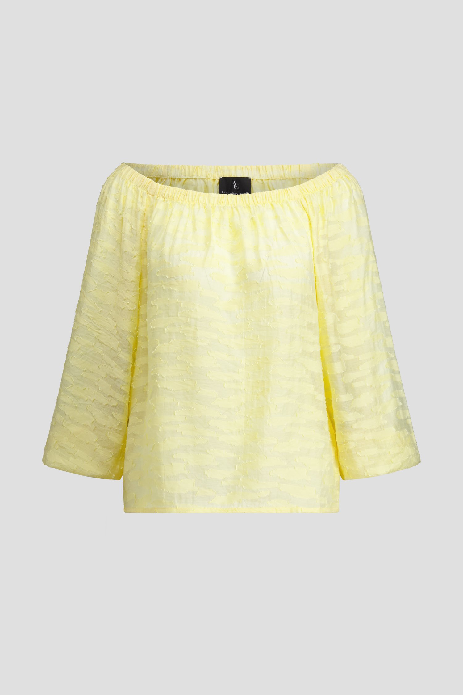Productfoto 1 van Lichtgele off-shoulder blouse met ingeweven motief door AC by Annelien Coorevits voor Dames