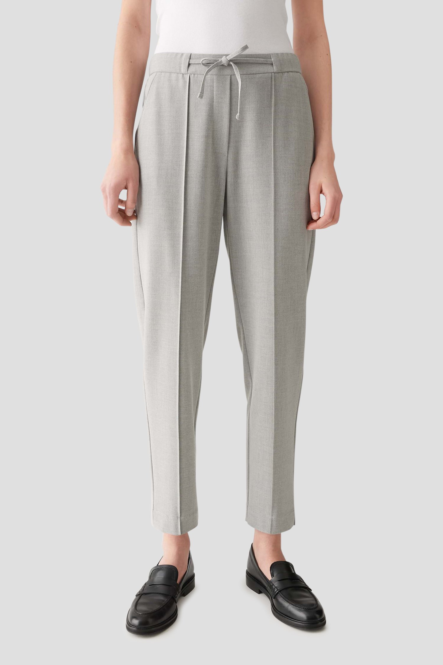 Lichtgrijze broek met elastische tailleband van Opus 7696443