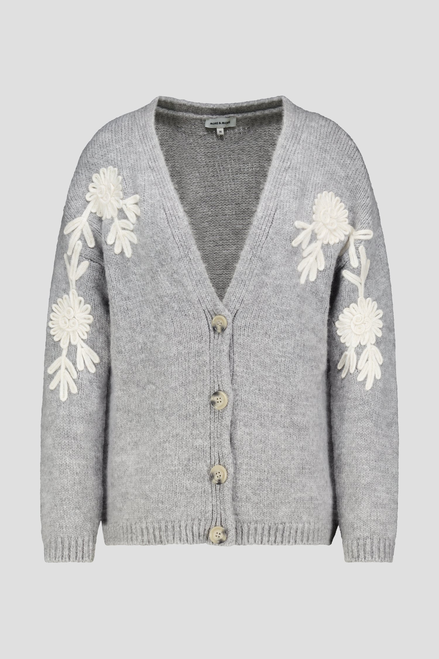Productfoto 1 van Lichtgrijze cardigan met broderie door More & More voor Dames