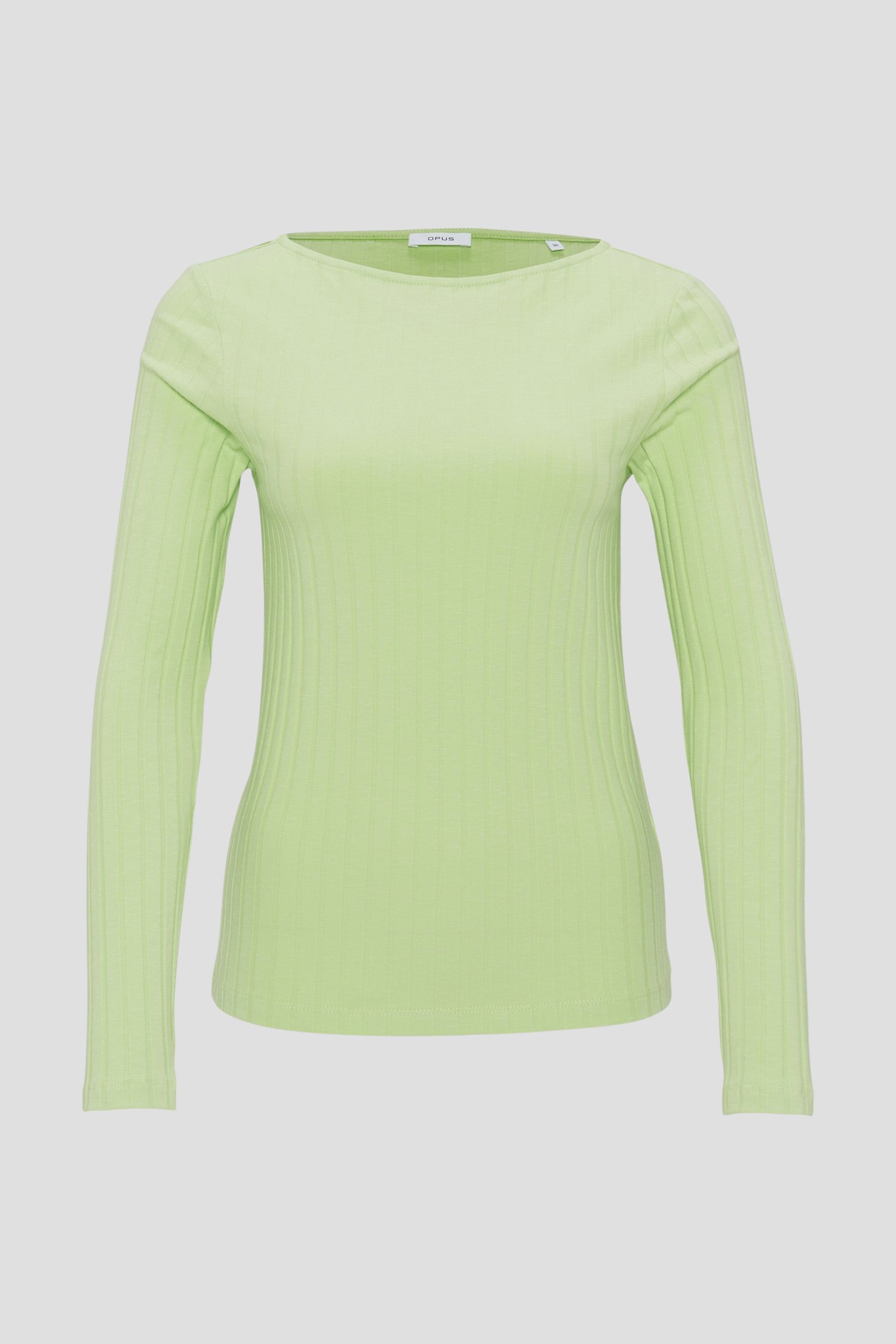 Lichtgroen geribbeld T-shirt van Opus voor Dames