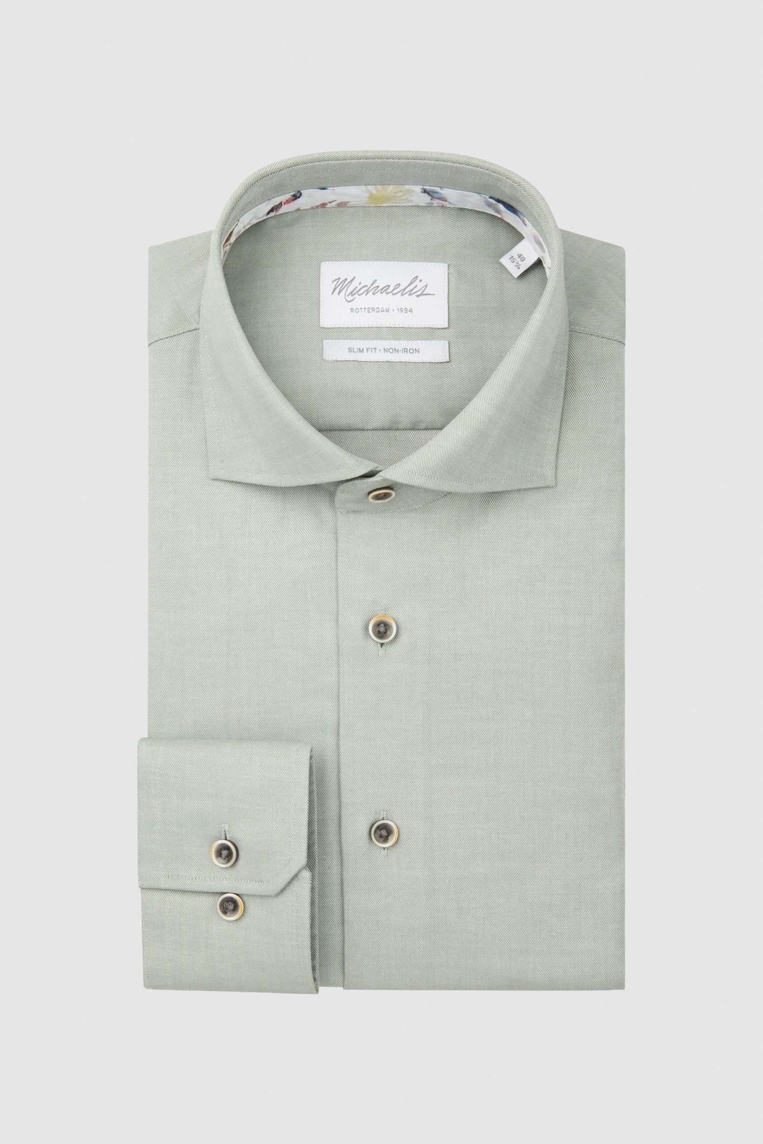 Lichtgroen hemd met lange mouwen - Slim fit van Michaelis voor Heren
