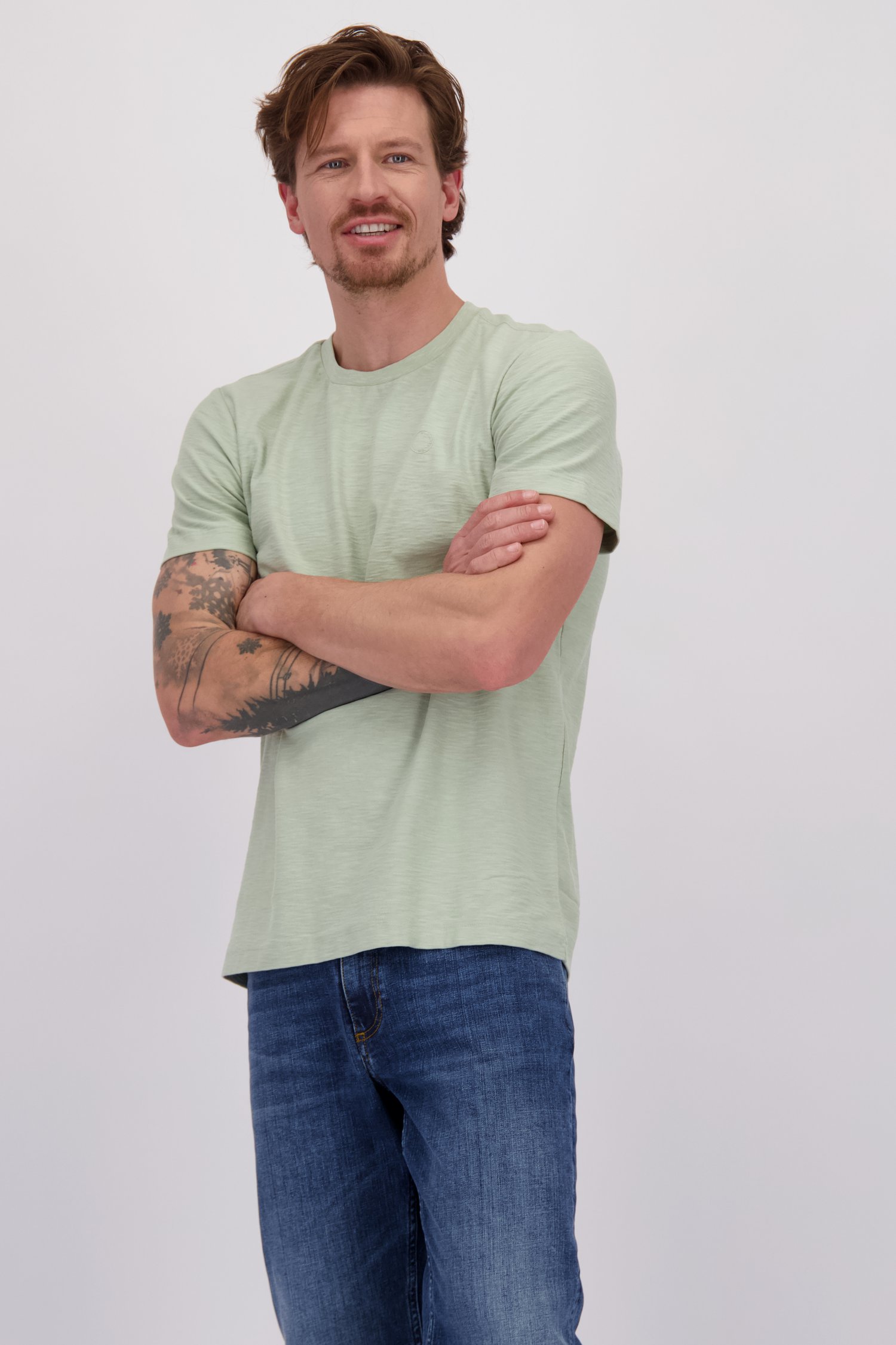 Voorkant van Lichtgroen T-shirt  door Bluefields voor Heren