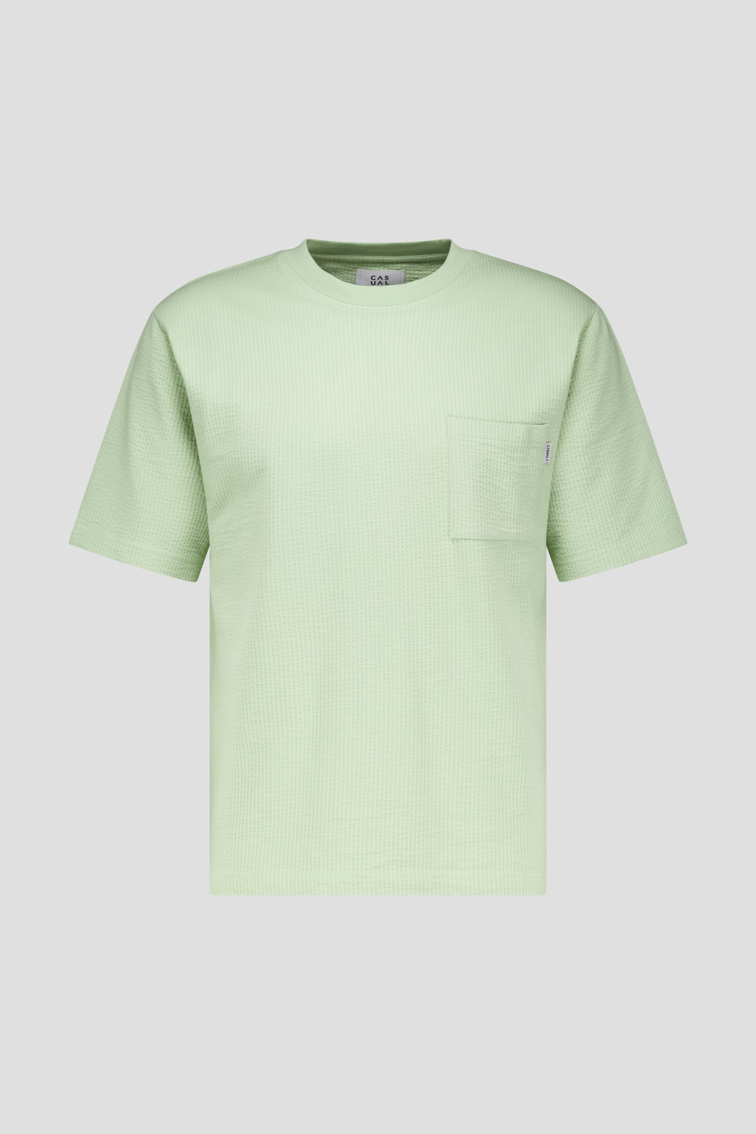 Lichtgroen T-shirt met gewafelde structuur van Casual Five voor Heren