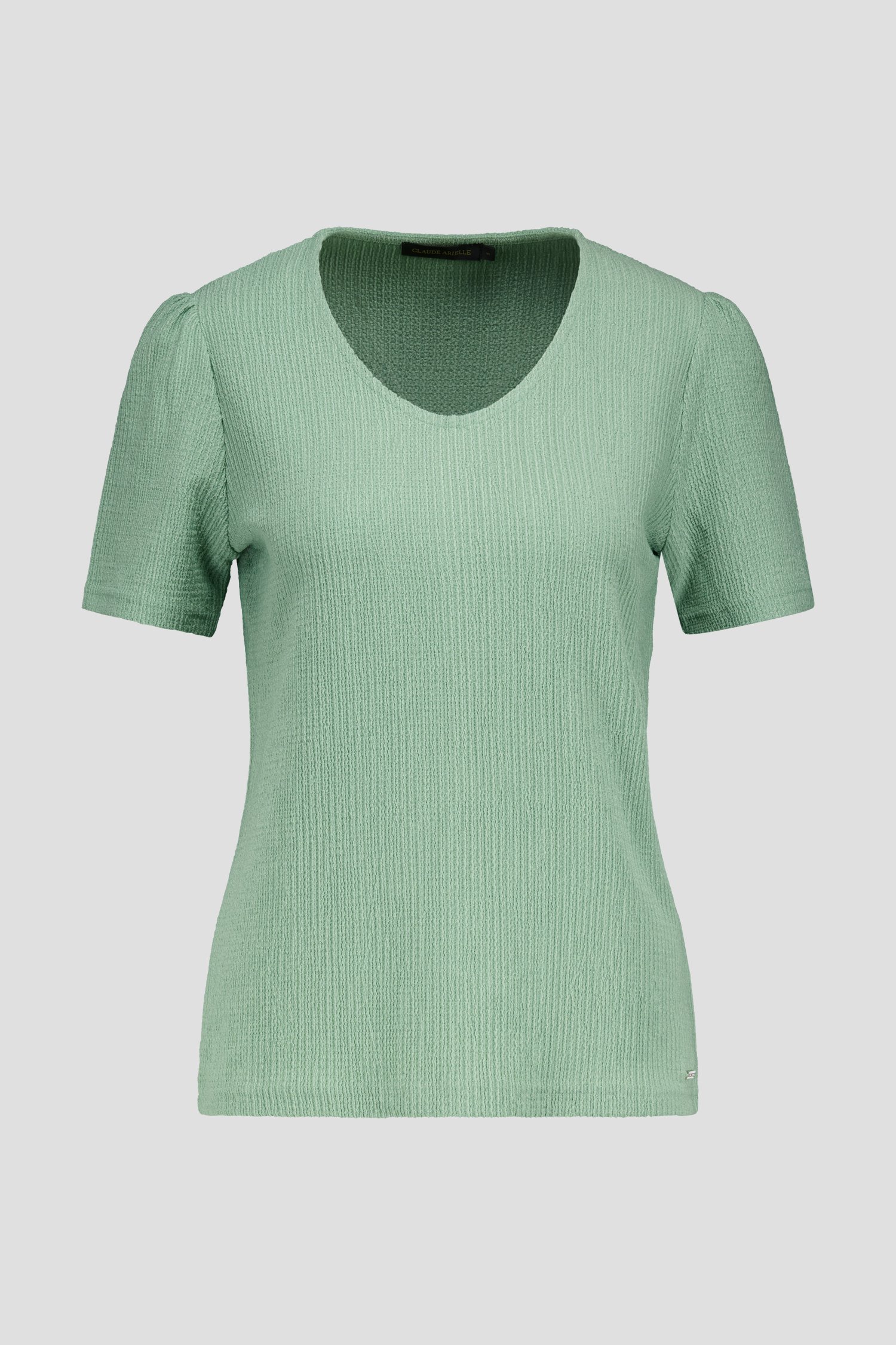 Lichtgroen T-shirt met gewafelde structuur van Claude Arielle voor Dames