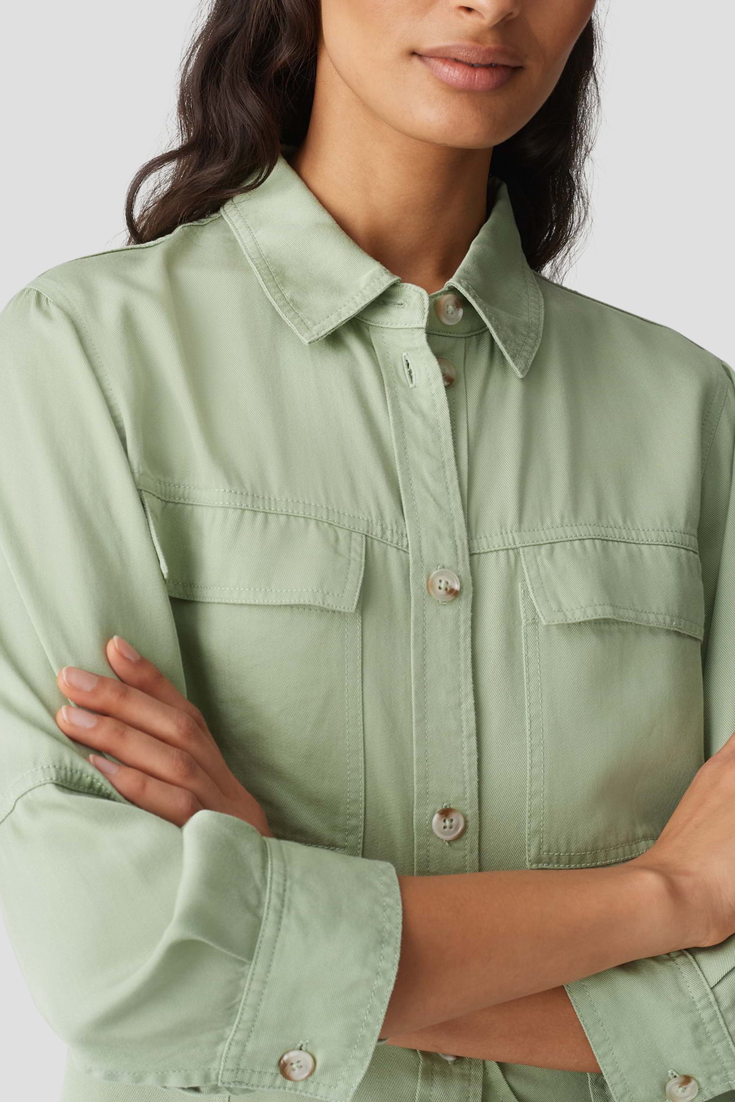 Lichtgroene blouse met borstzakken van Opus voor Dames