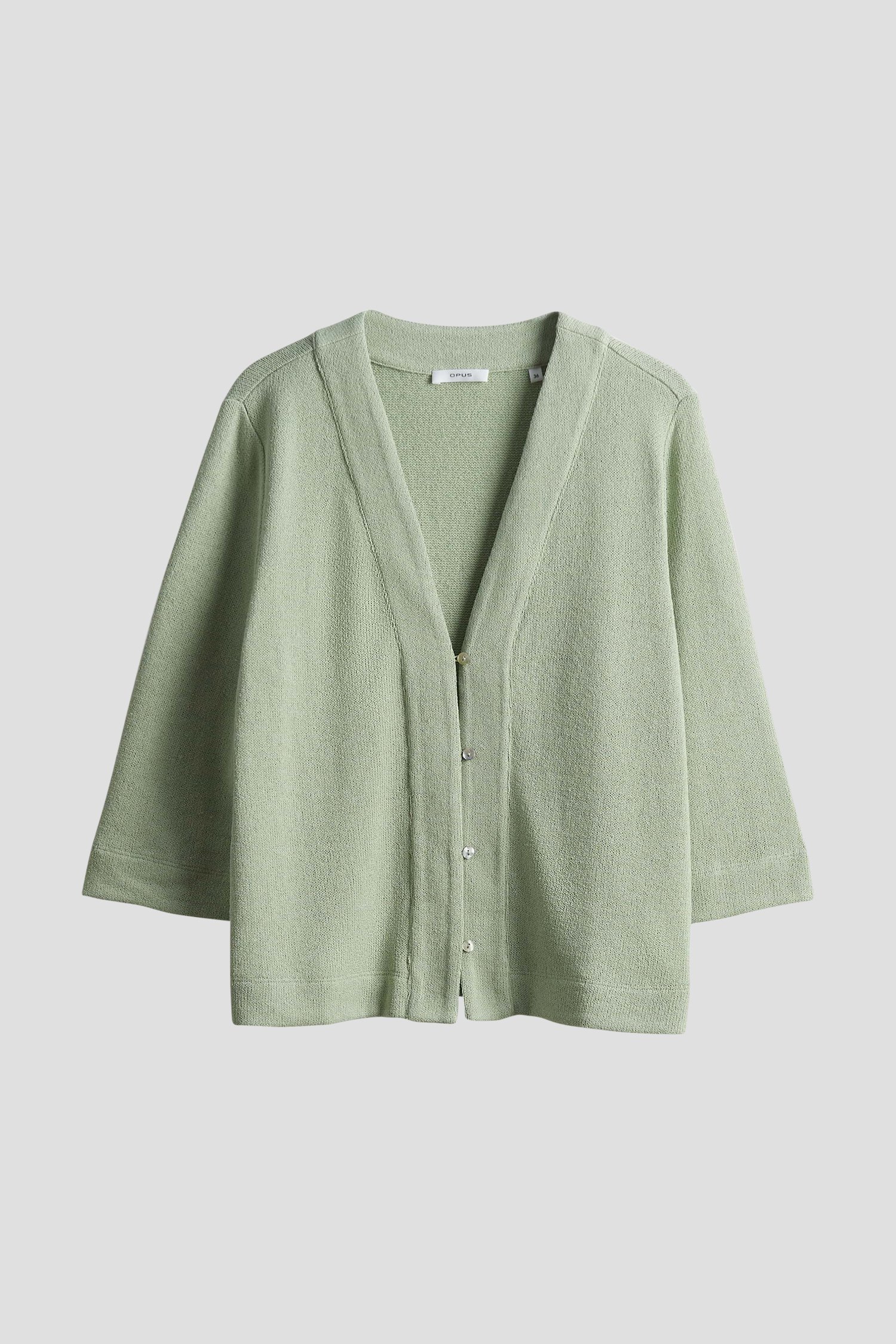 Lichtgroene gebreide cardigan met 3/4-mouwen van Opus voor Dames