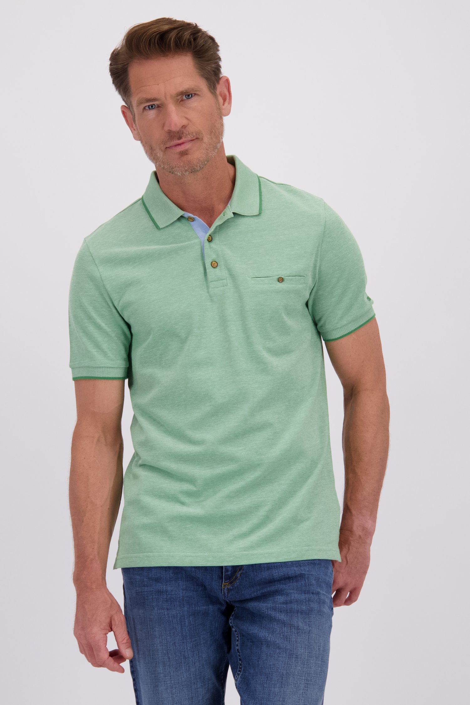 Voorkant van Lichtgroene gemêleerde polo door Dansaert Blue voor Heren