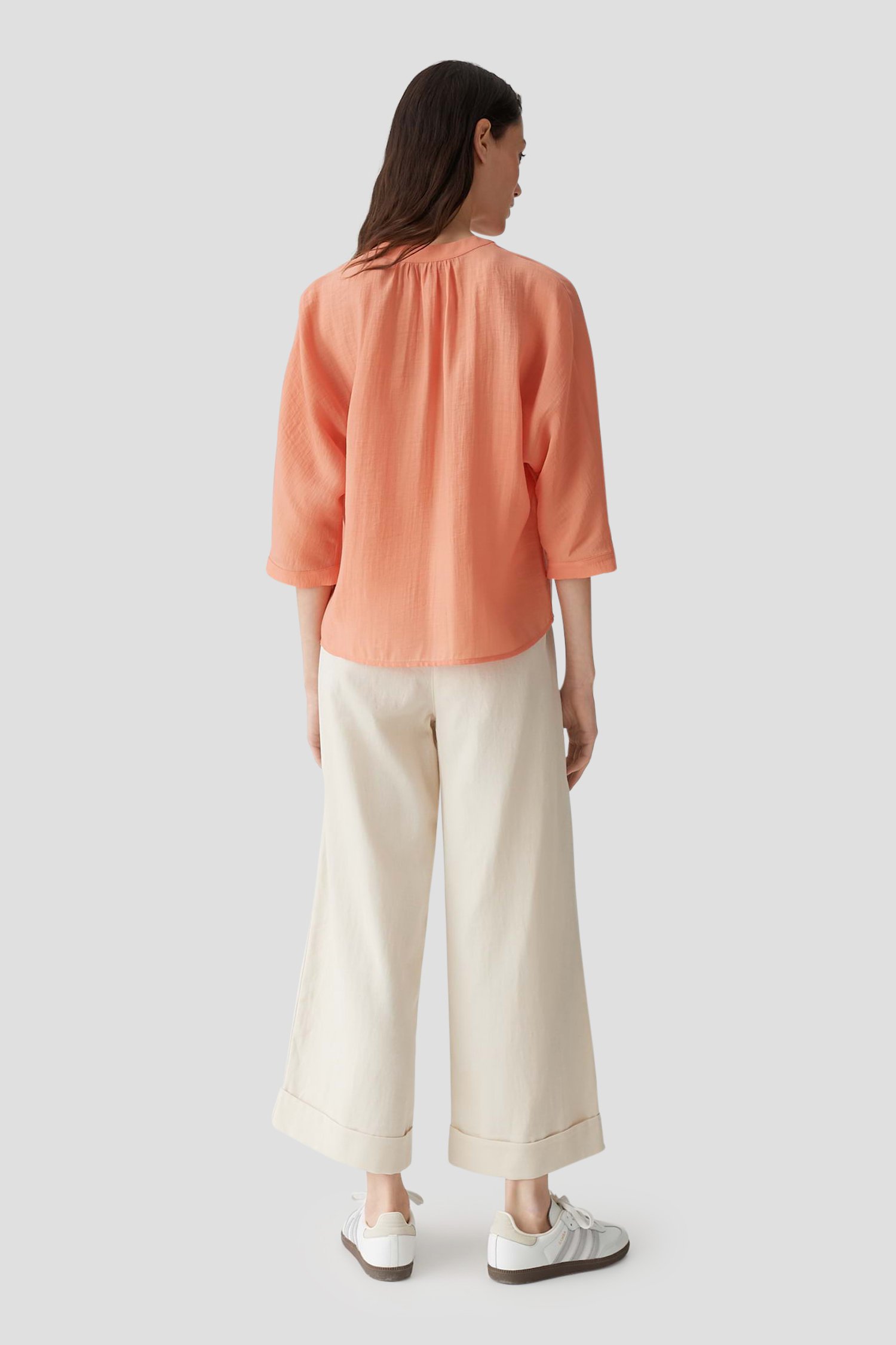 Lichtoranje blouse met driekwartmouwen van Opus voor Dames