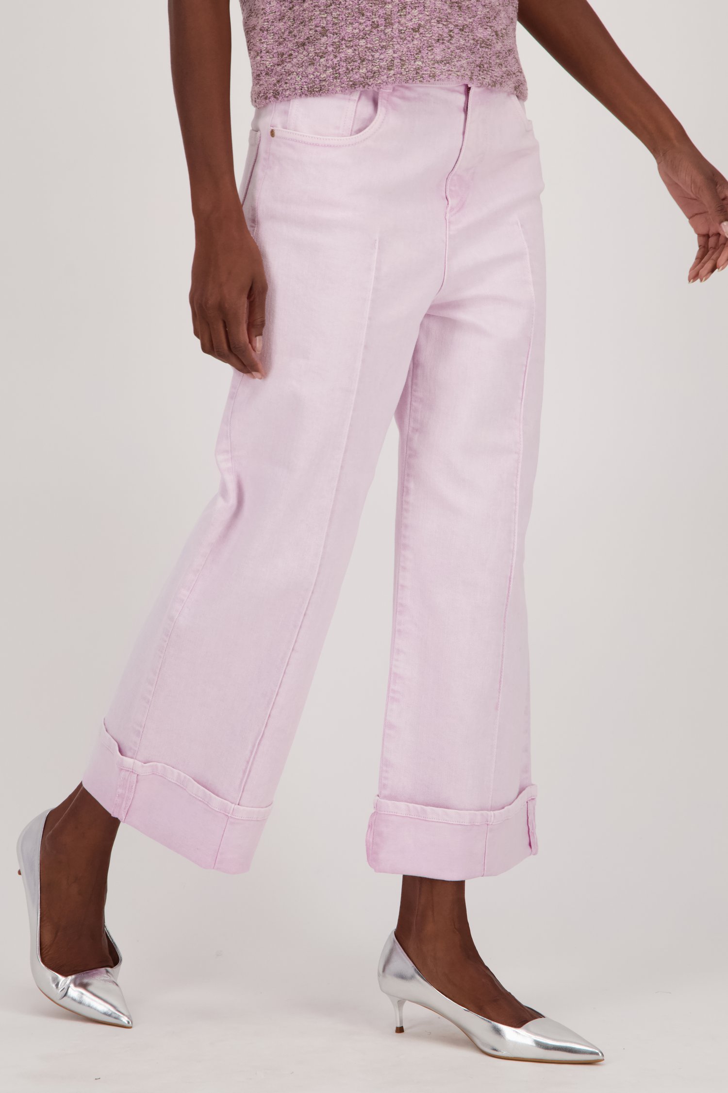 Lichtroze jeans met omslag - 7/8 lengte van Louise voor Dames