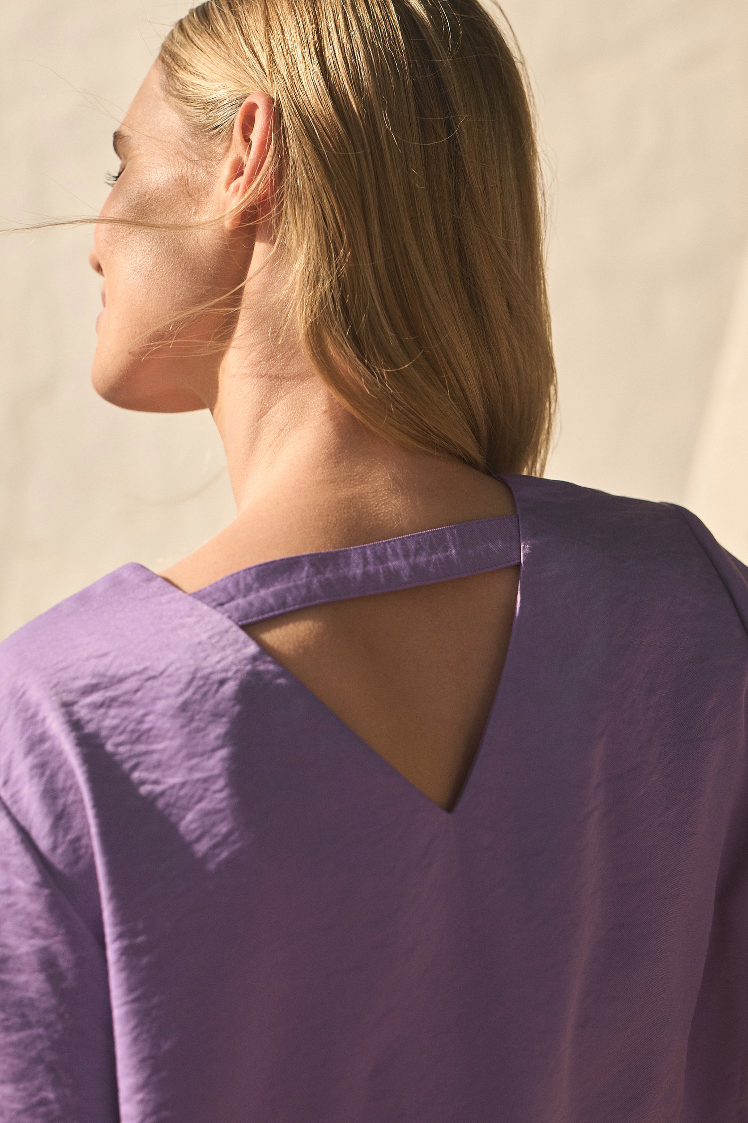 Lila blouse met V-hals van D'Auvry voor Dames