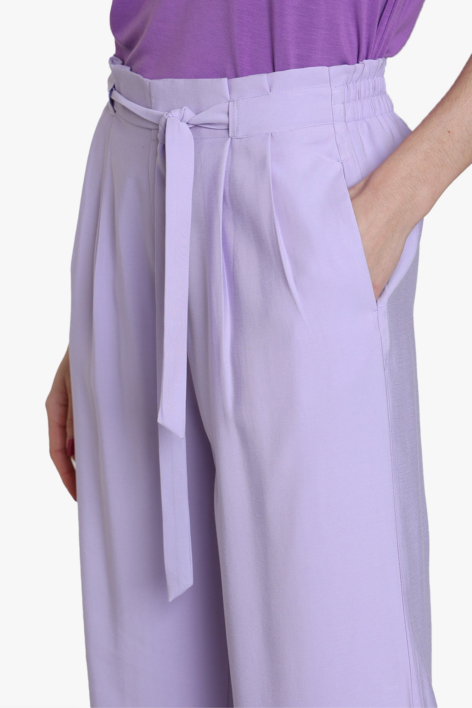 Reorganiseren voor de hand liggend Spanning Lila broek met taillelint - straight fit van Louise | 5975301 | e5