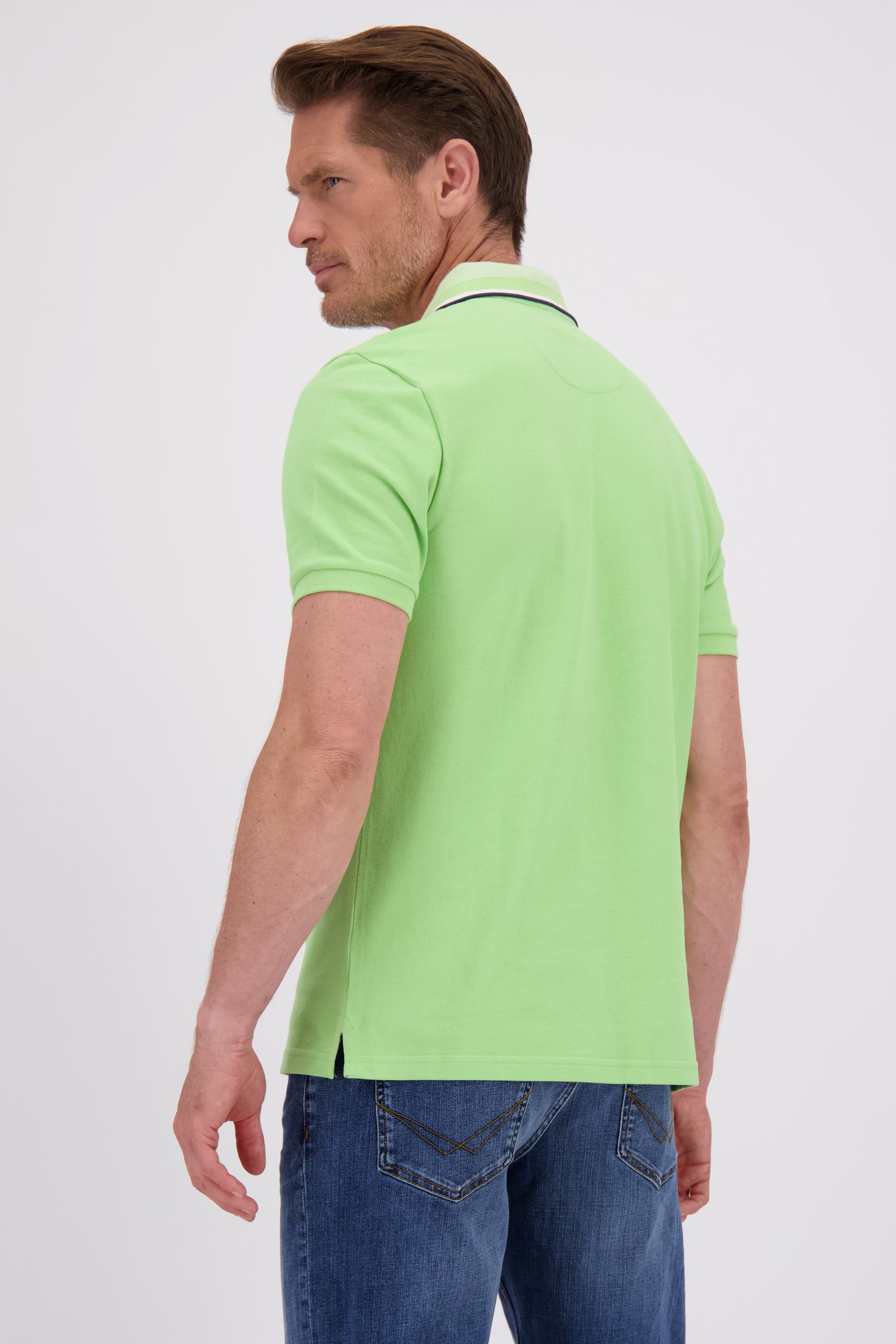 Achterkant van Limoengroene polo met korte rits door Dansaert Blue voor Heren
