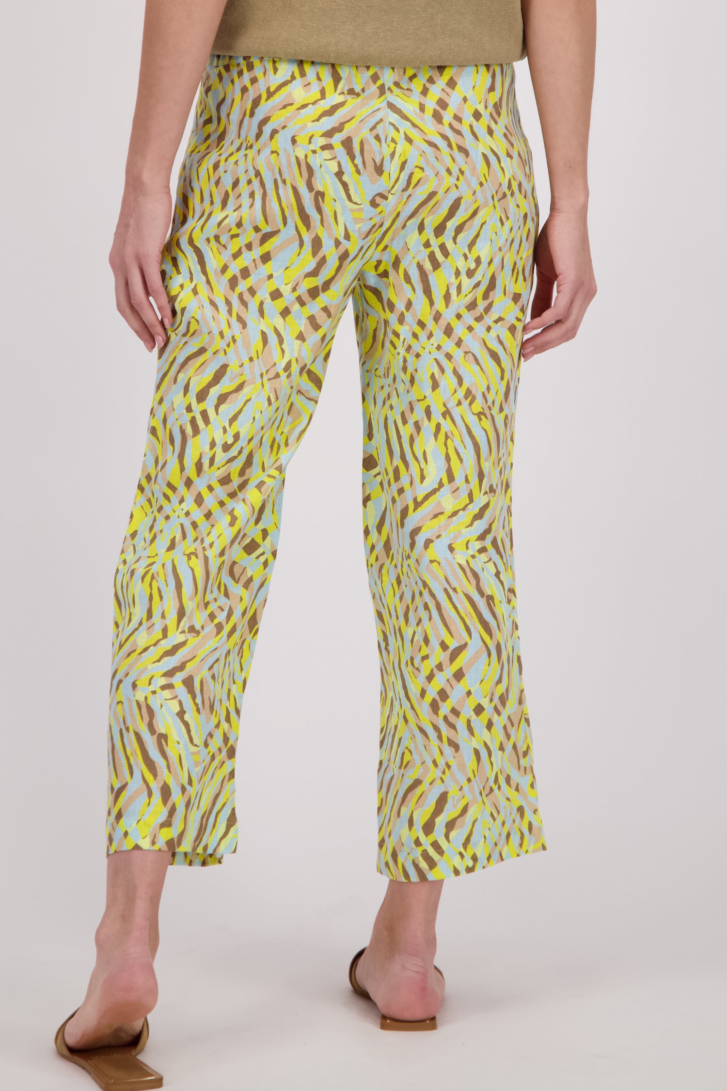 Linnen broek met gele grafische print van Barbara Lebek voor Dames