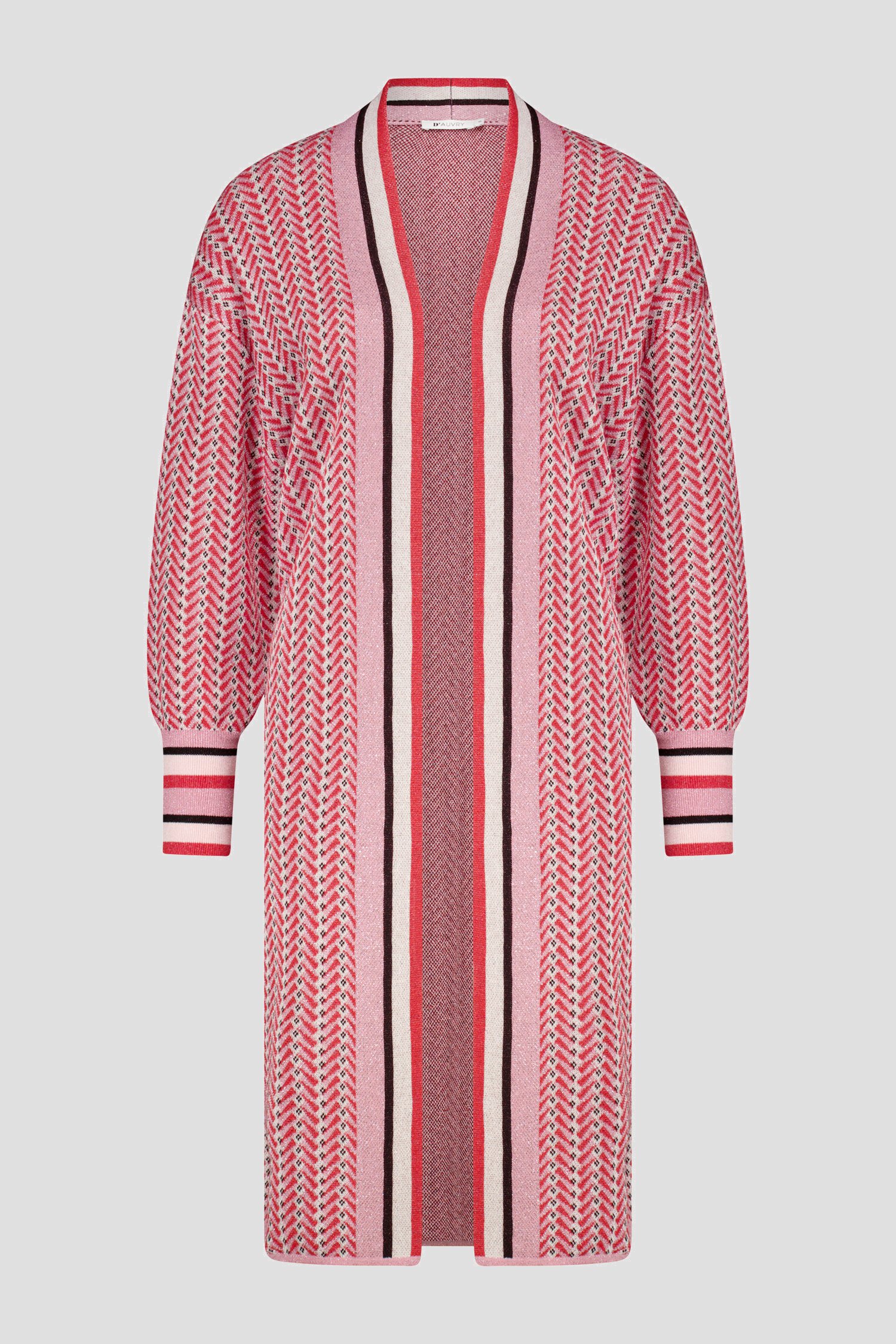 Long cardigan à motif rouge-rose scintillant	 de D'Auvry pour Femmes