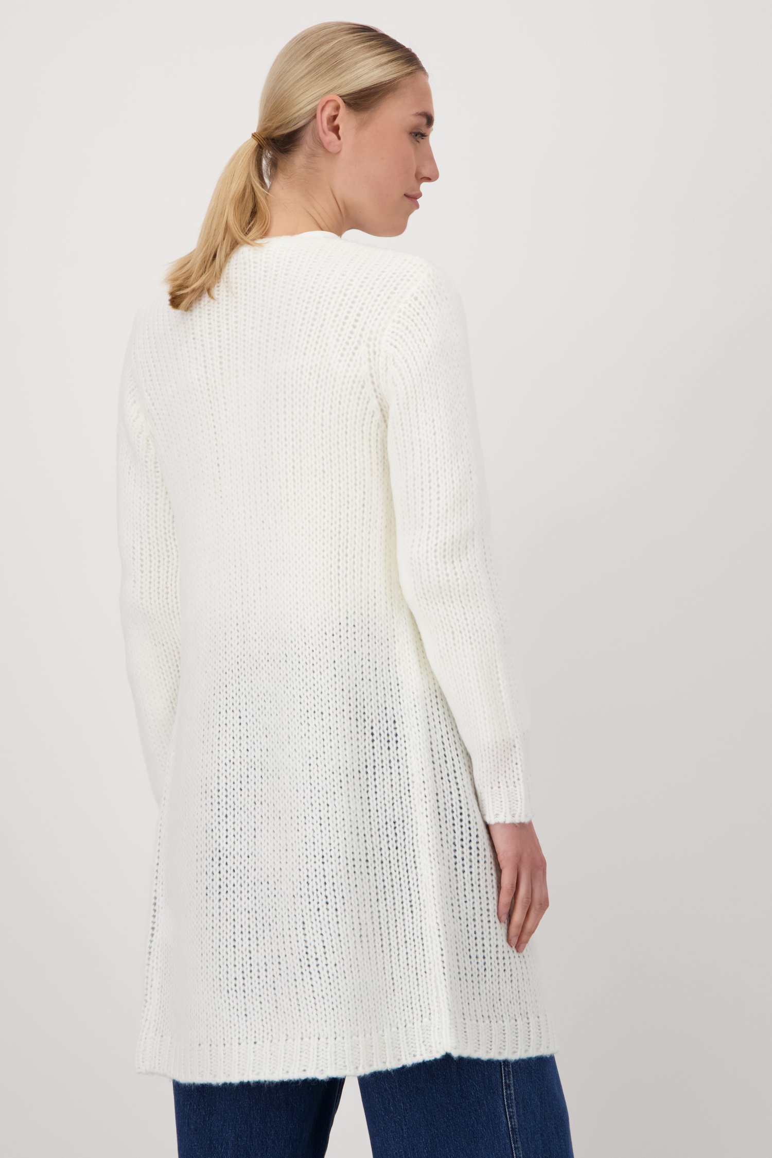 Long cardigan tricoté écru de Liberty Island pour Femmes