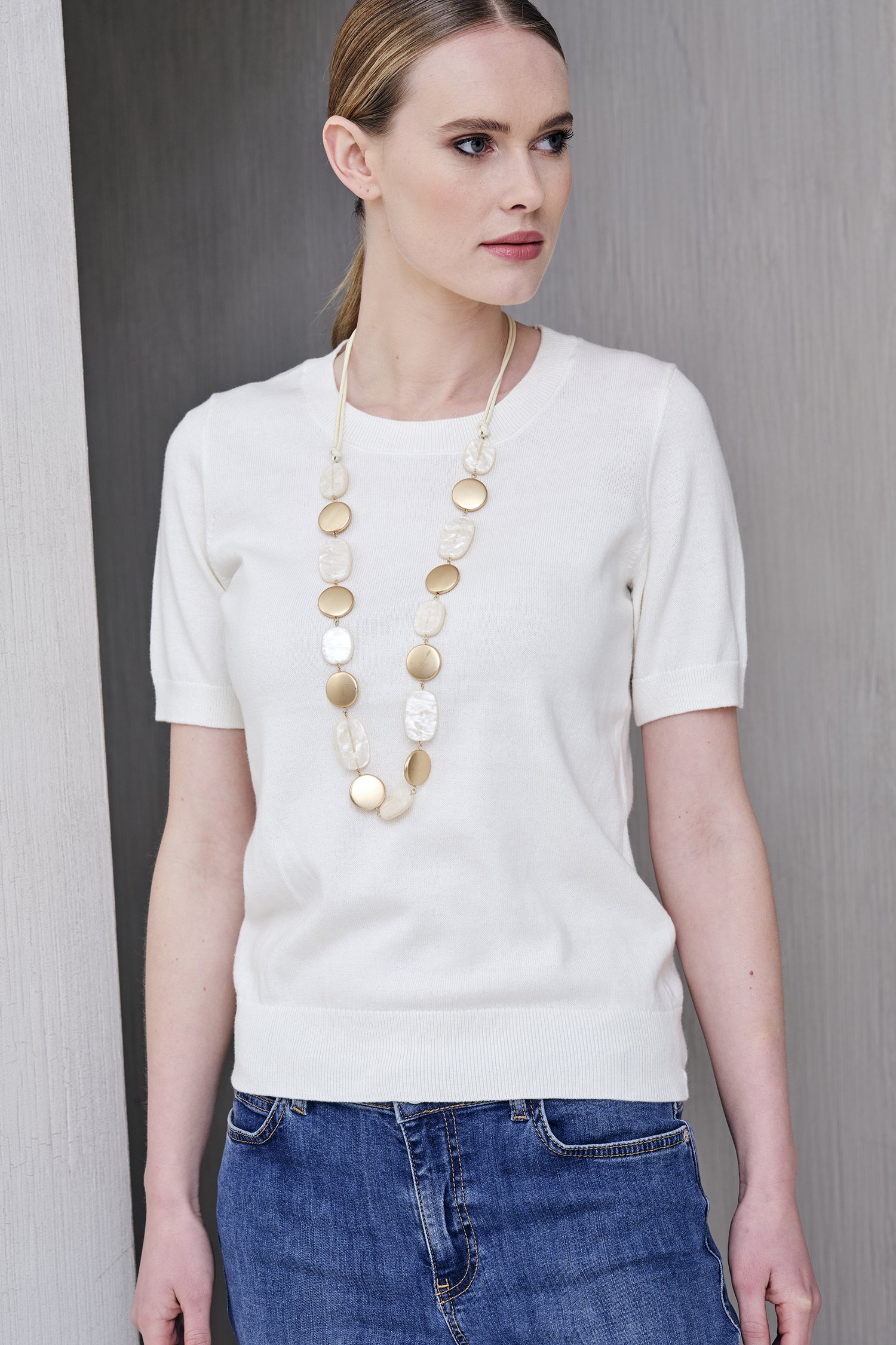 Long collier écru-doré de Liberty Island pour Femmes
