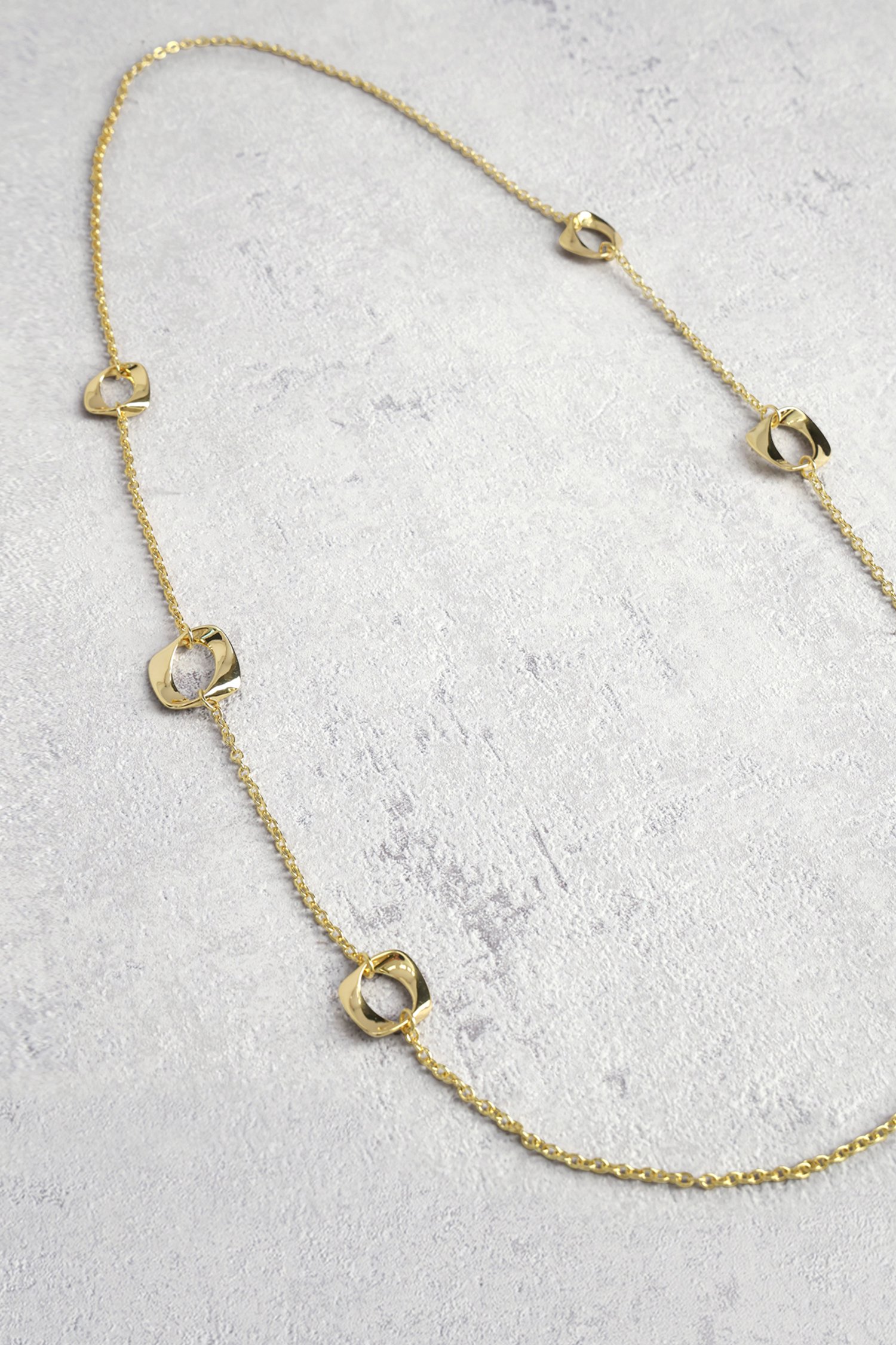 Long collier en or avec pendentifs ronds de Liberty Island pour Femmes
