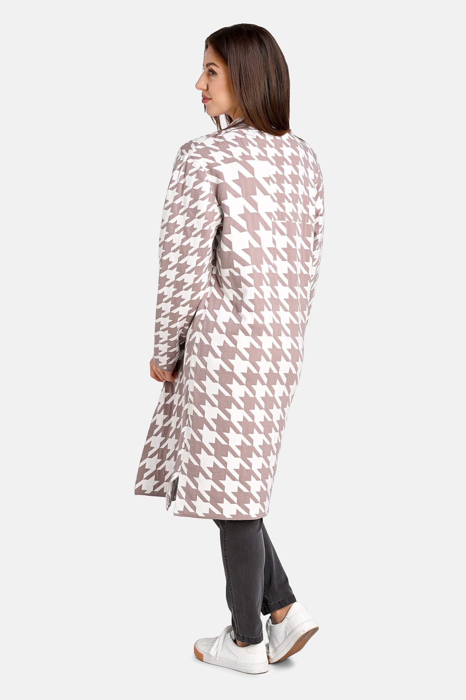 Longue cardigan beige et blanc de Bicalla pour Femmes
