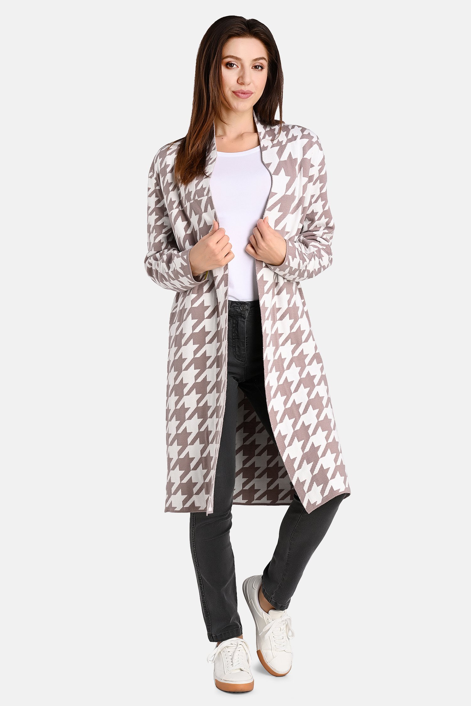 Longue cardigan beige et blanc de Bicalla pour Femmes