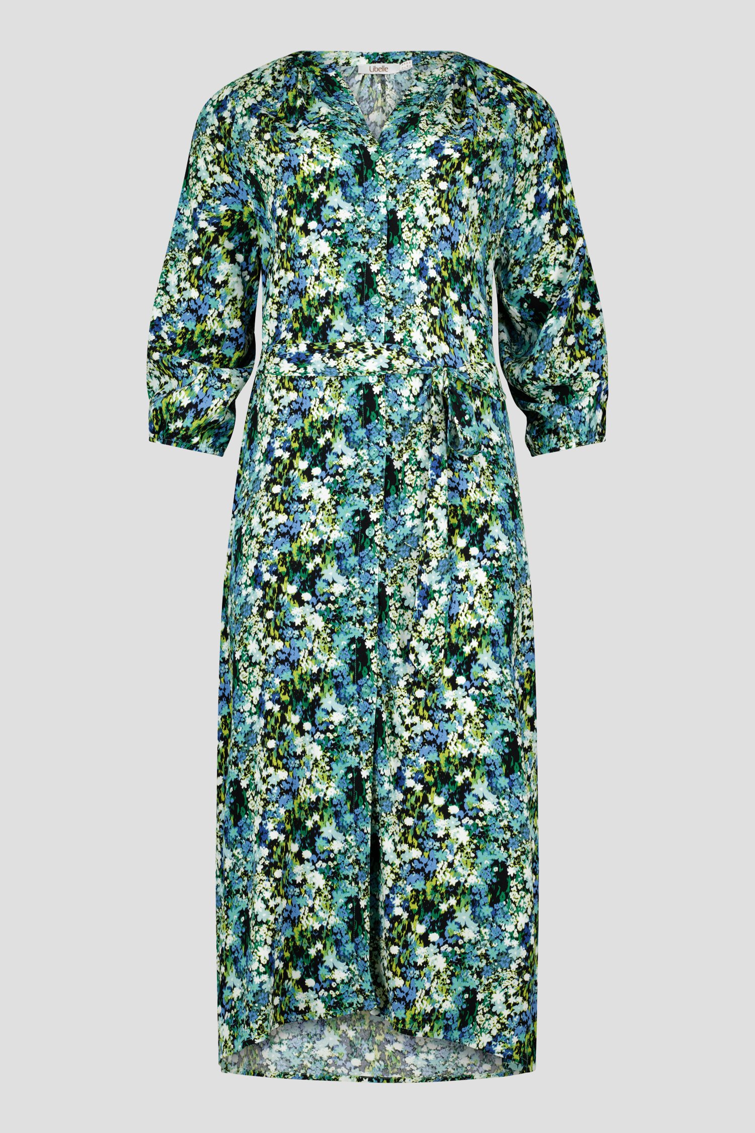 Longue robe bleu-vert à l'imprimé floral délicat de Libelle pour Femmes