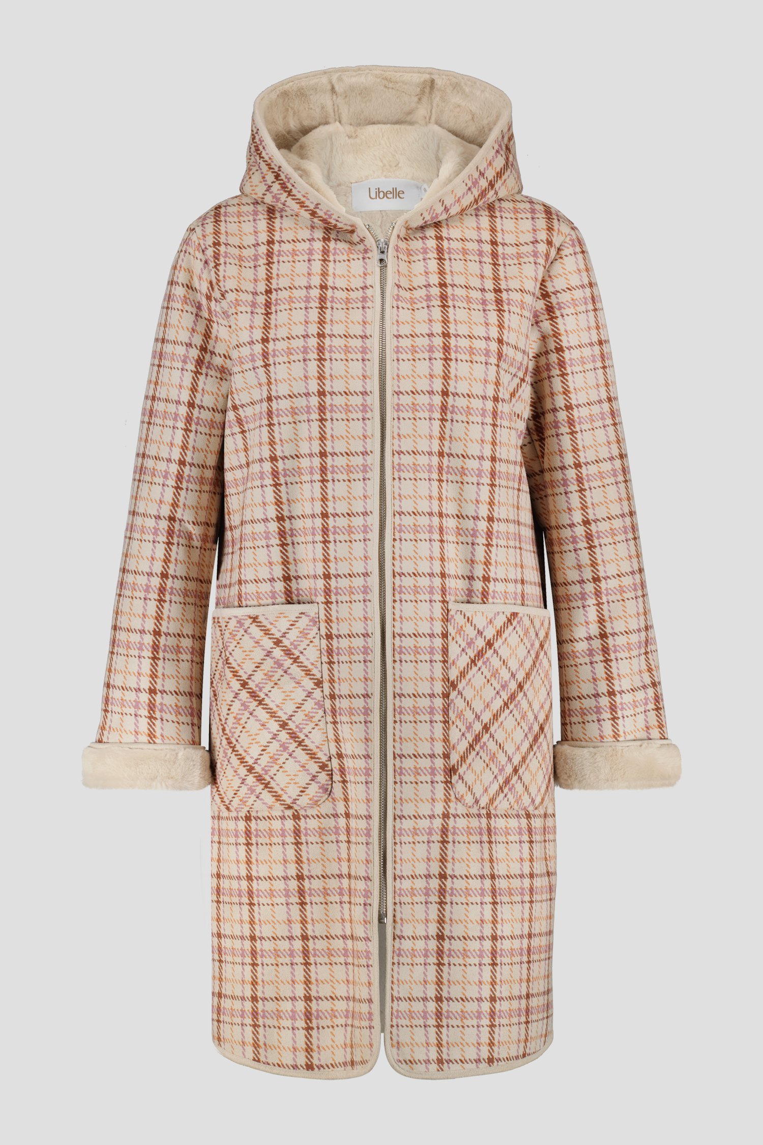 Manteau beige avec motif à carreaux de Libelle pour Femmes