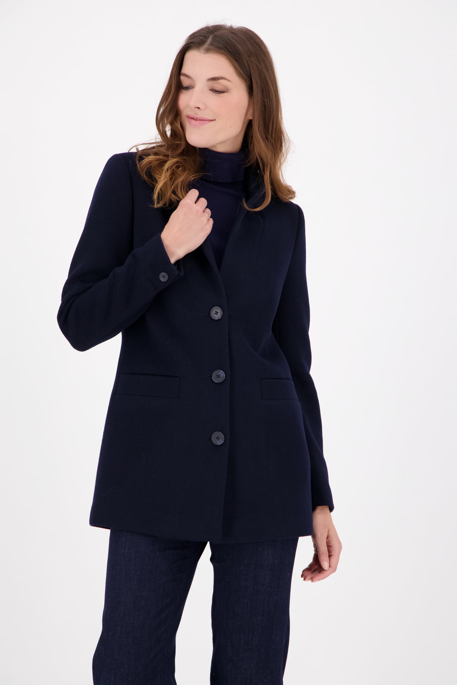 manteau bleu foncé femme