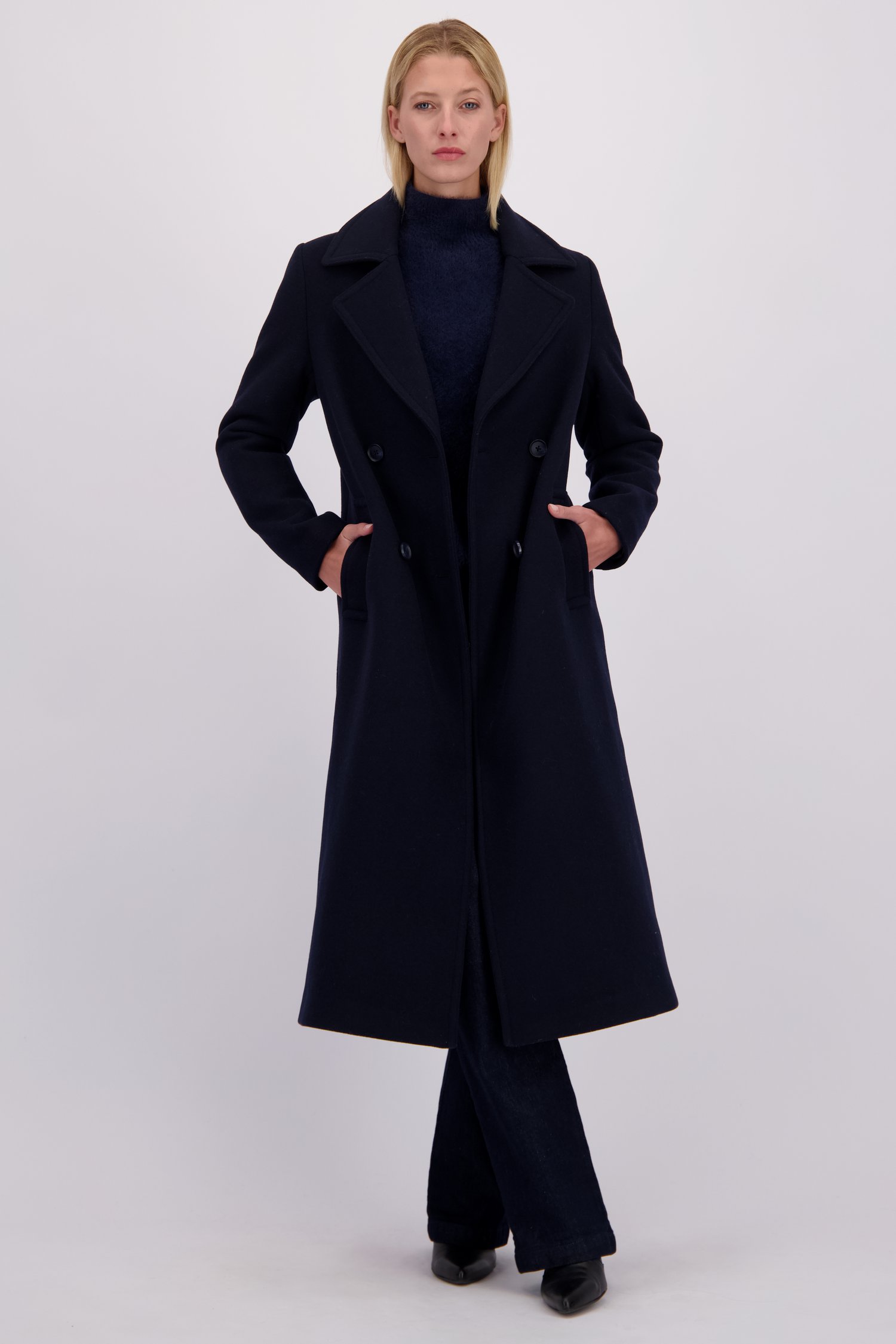 Le devant de Manteau en laine bleu foncé de D'Auvry pour Femmes