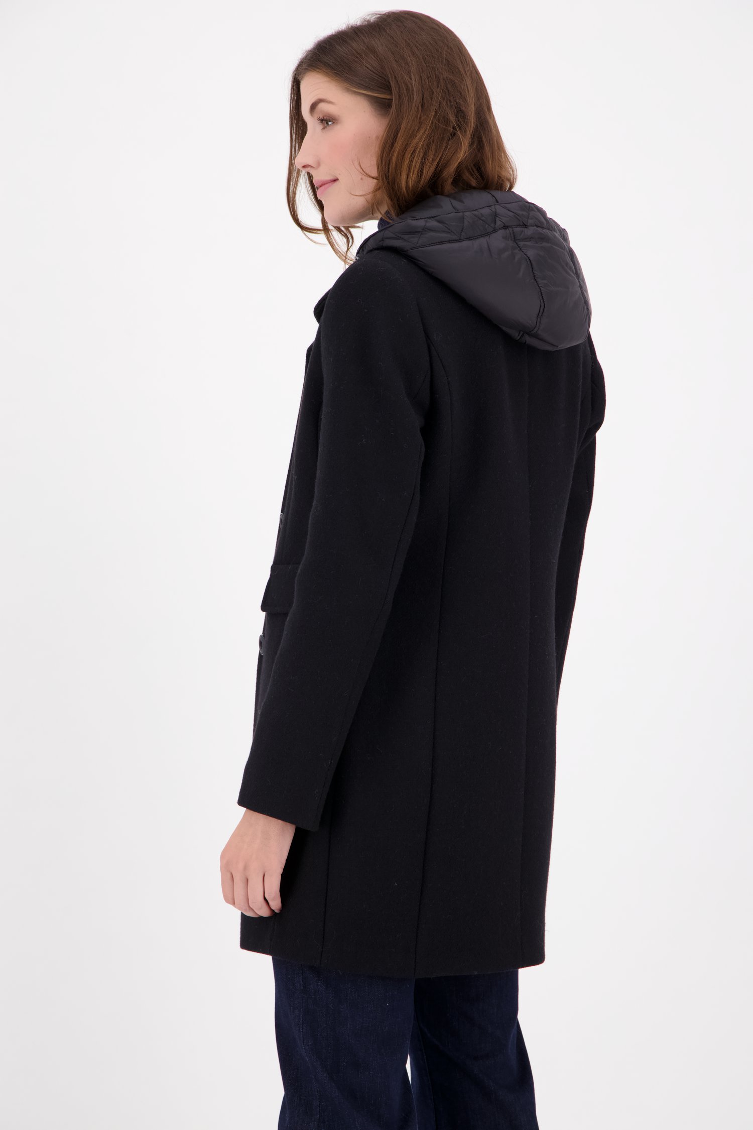 manteau à capuche noir femme