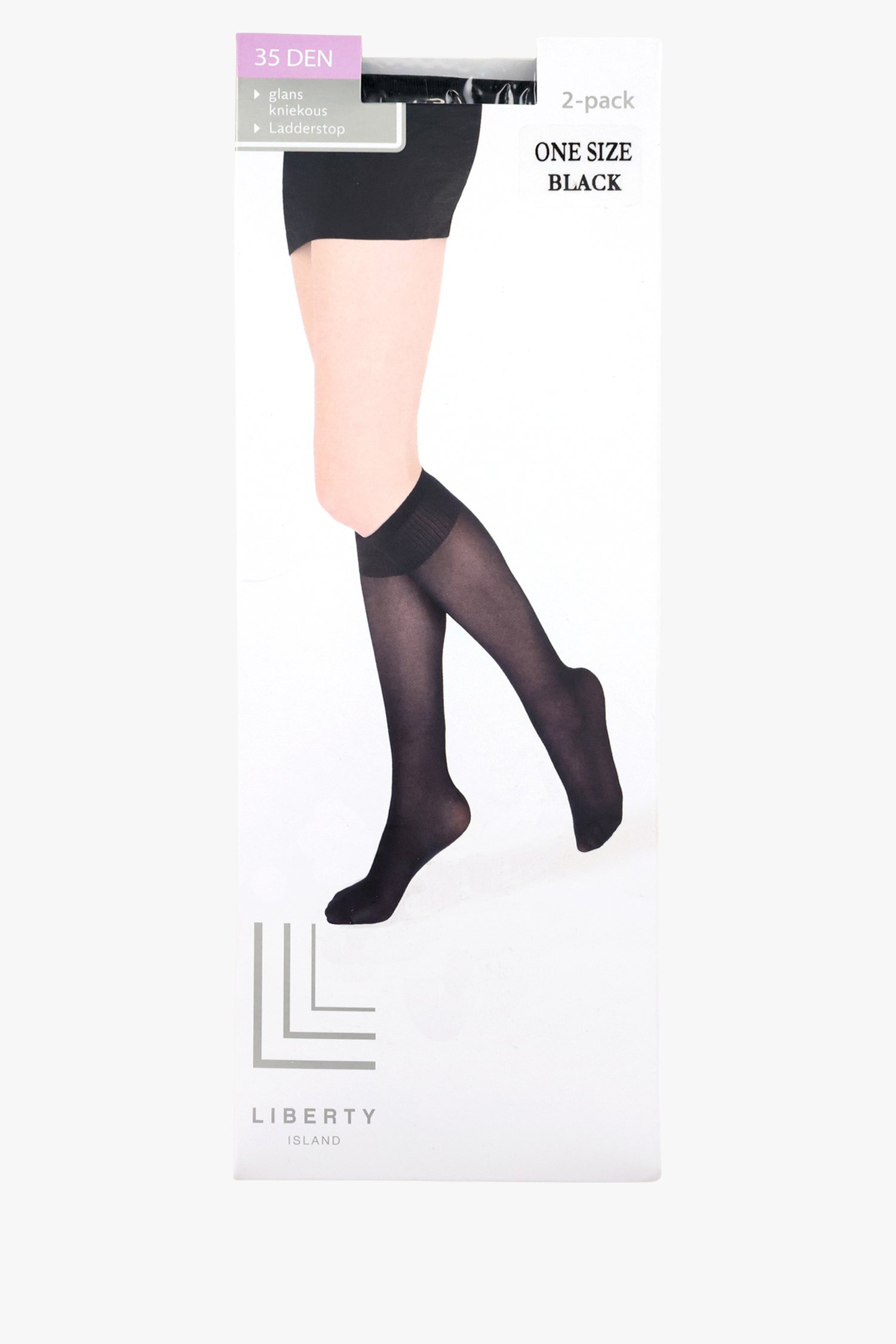 Mi-bas noir - 35 den - 2 paires de Liberty Island pour Femmes