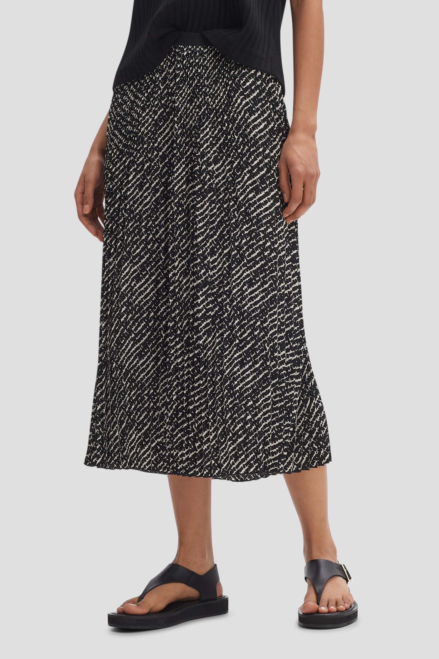 Midi plooirok met zwarte print van Opus voor Dames