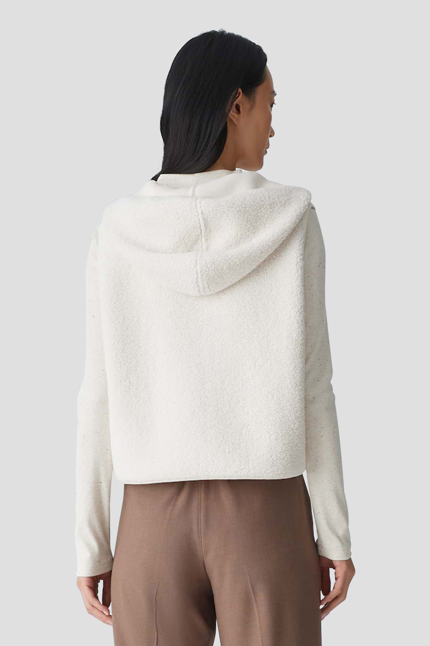 Mouwloze teddy vest in ecru van Opus voor Dames