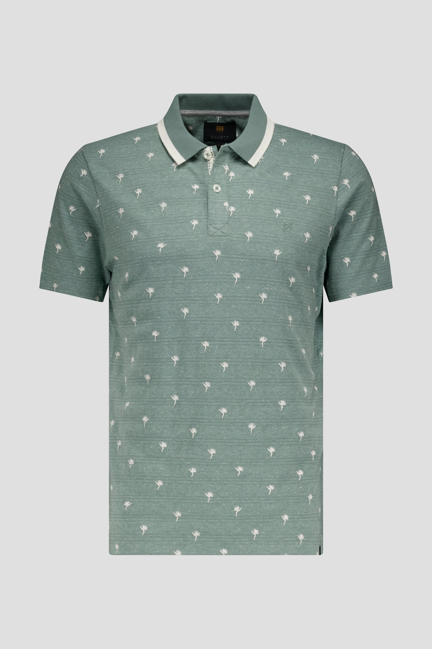 Muntgroene polo met fijne print van Ravøtt voor Heren