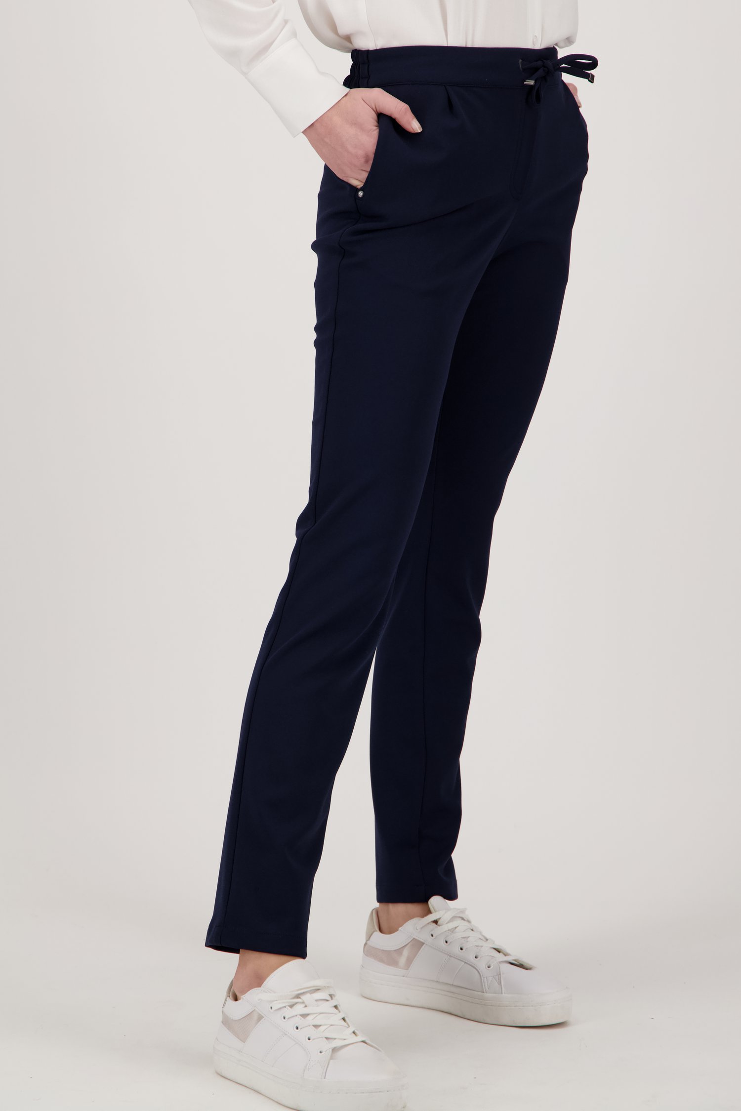 Navy broek met elastische taille - slim fit van Liberty Island voor Dames