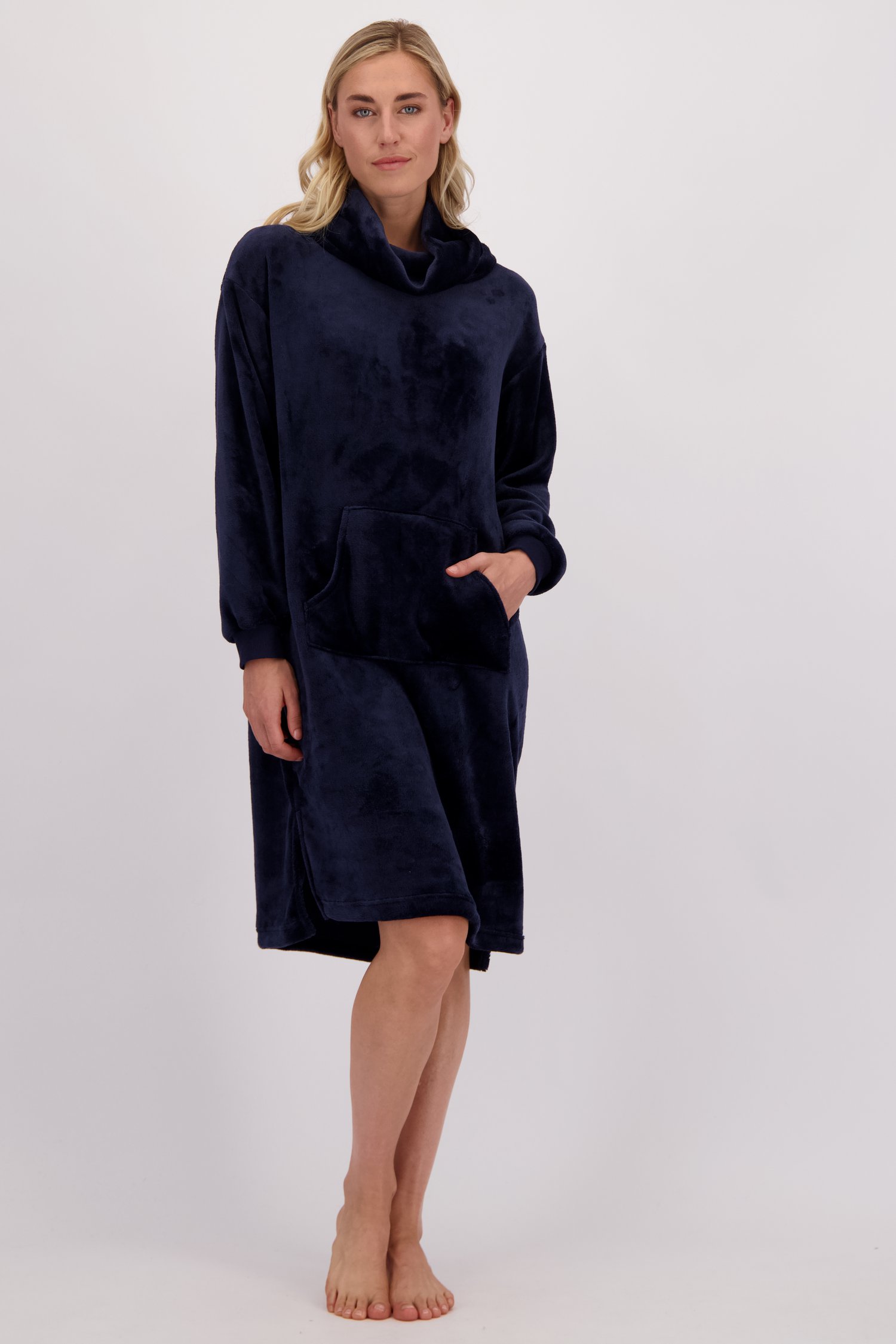 Voorkant van Navy dekentrui in fleece door Liberty Island voor Dames