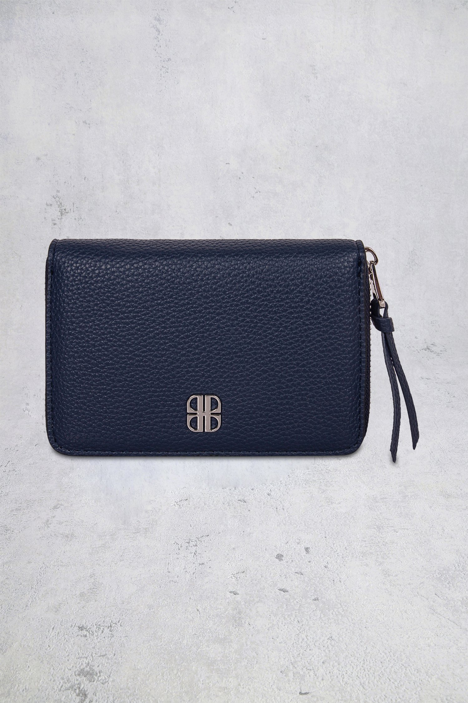 Voorkant van Navy portemonnee met leather look door Laurent David voor Dames