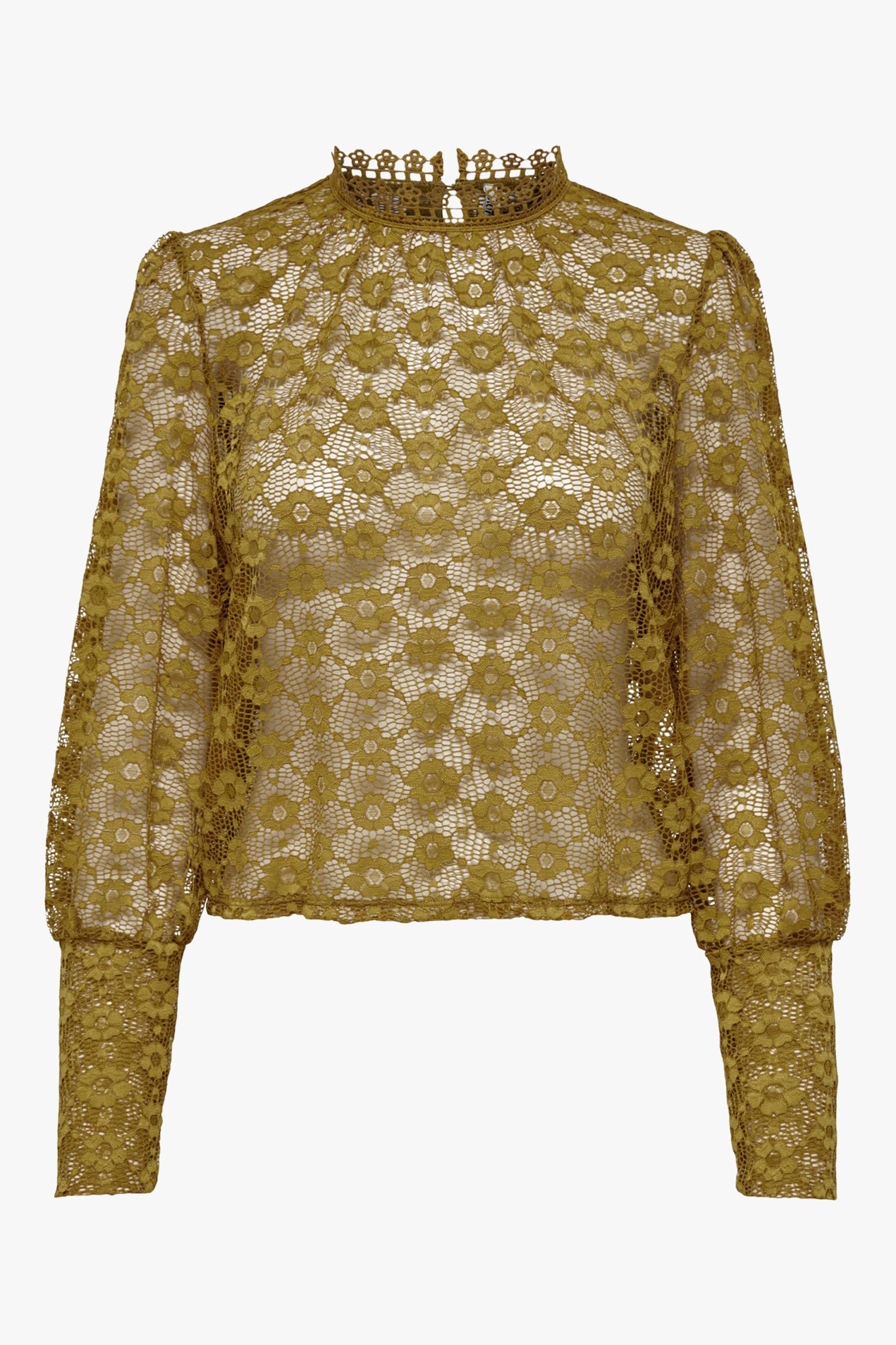 Okerkleurige blouse van kant met bloemenpatroon van JDY voor Dames
