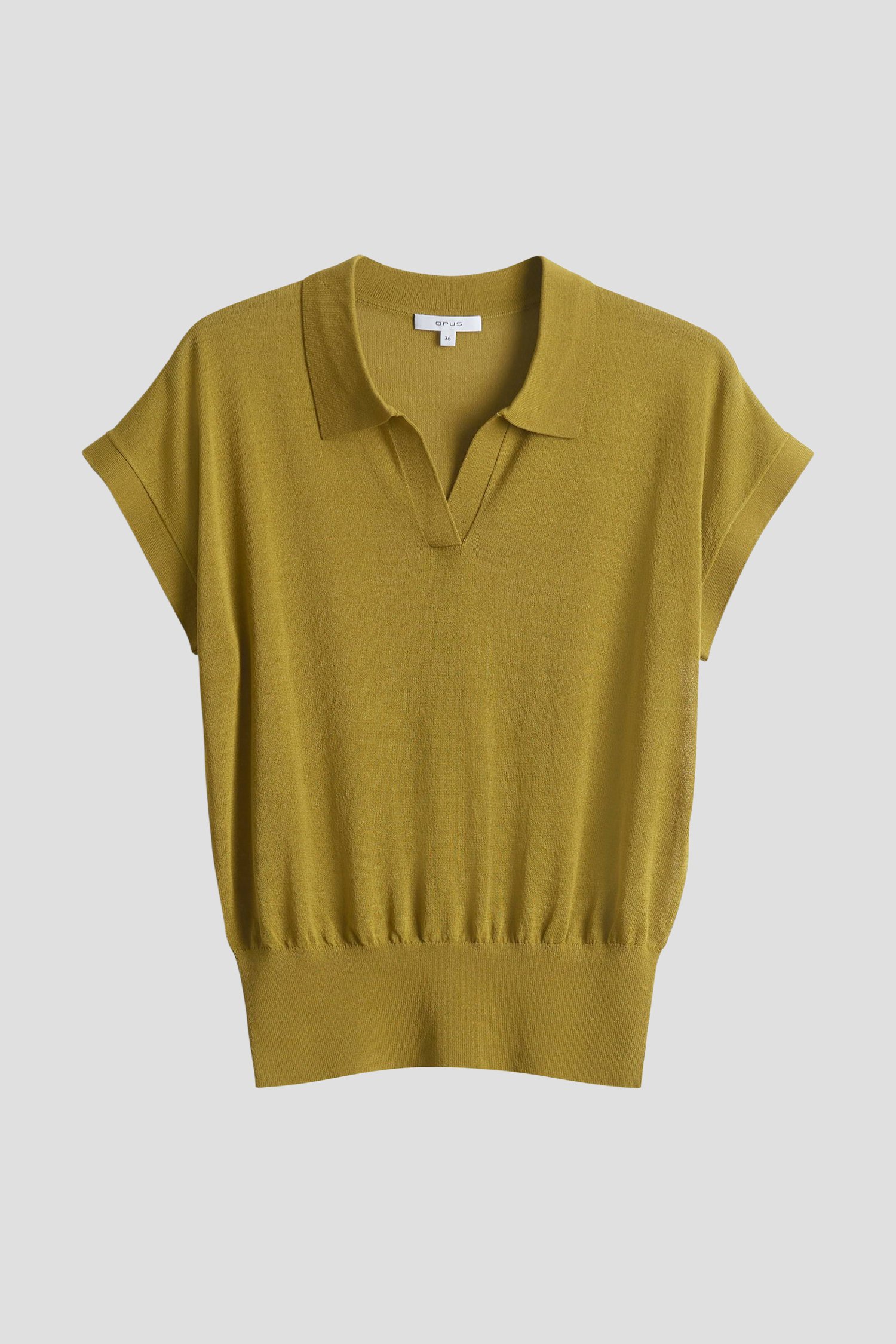 Olijfgroen fijngebreid poloshirt van Opus voor Dames