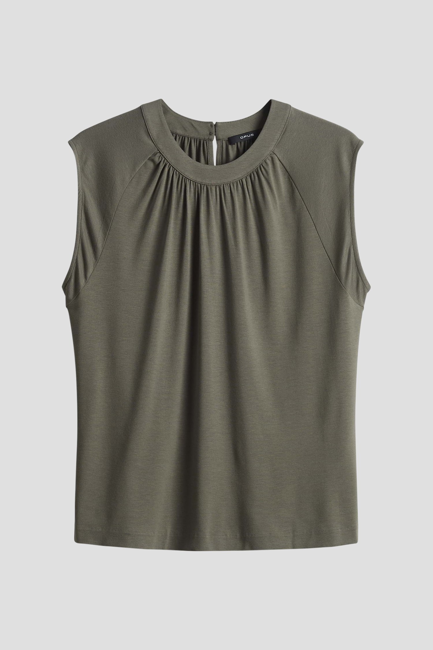 Olijfgroen T-shirt met plooitjes van Opus voor Dames