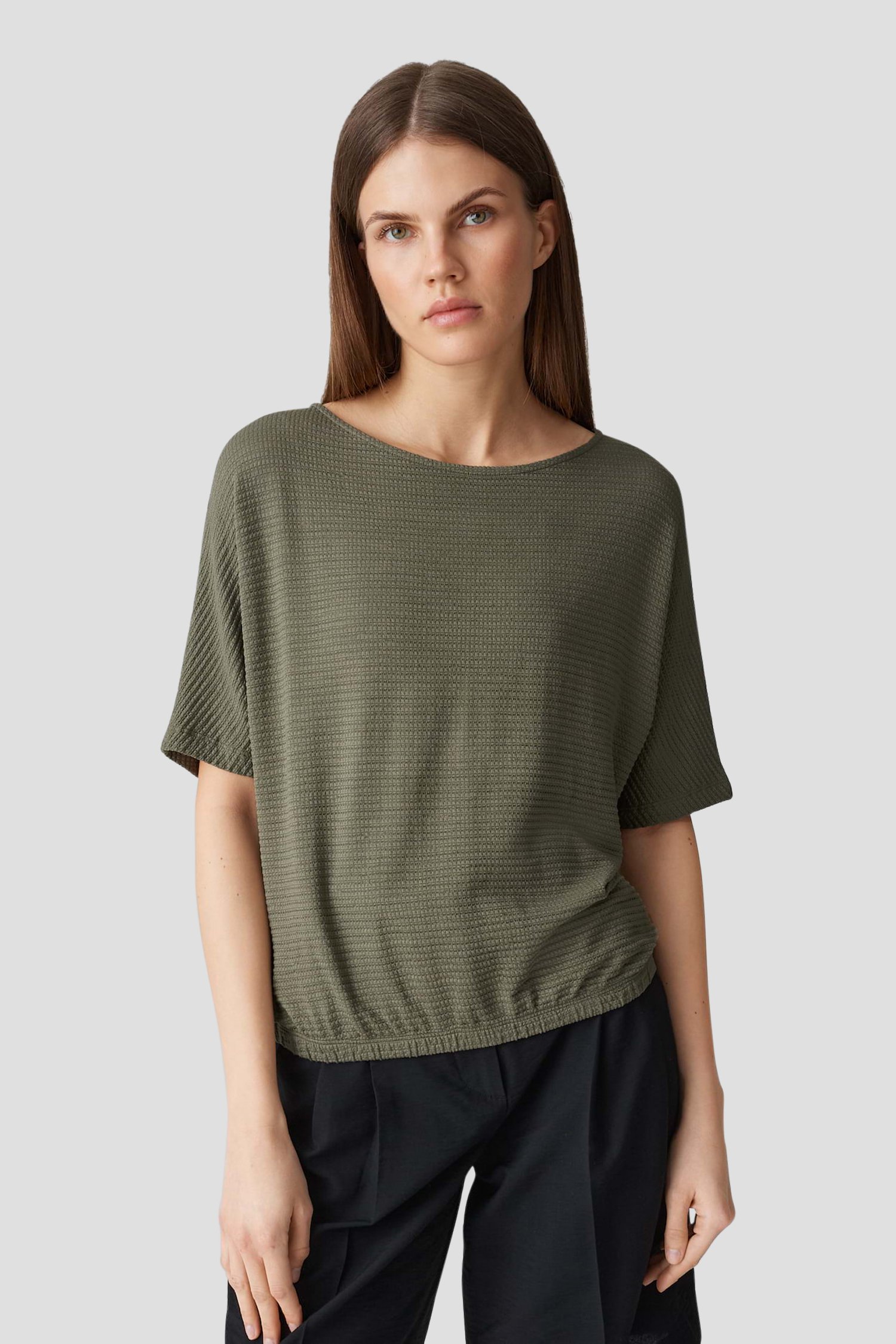 Olijfgroen T-shirt met structuur van Opus voor Dames