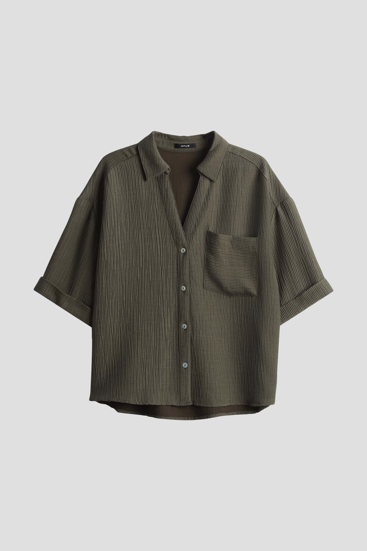 Olijfgroene blouse met gestreepte structuur van Opus voor Dames