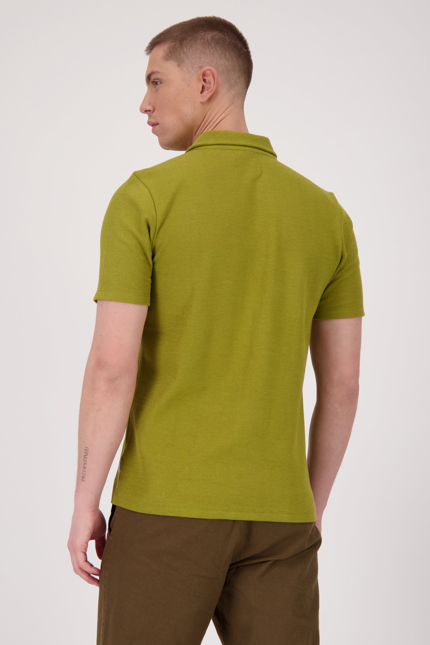 Olijfgroene polo met structuur  van Casual Five voor Heren
