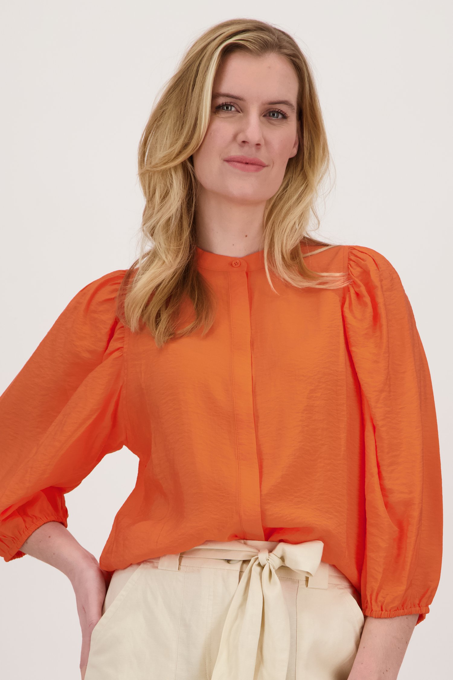 Oranje blouse met ballonmouwen van Liberty Loving nature voor Dames
