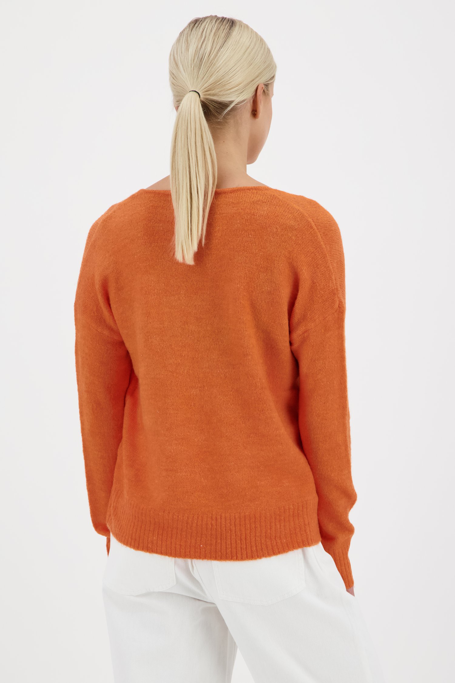 Oranje gebreide trui met V-hals  van JDY voor Dames