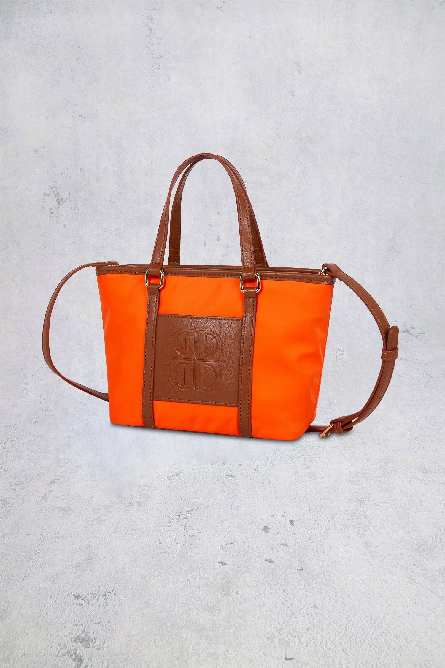 Productfoto 1 van Oranje schoudertas met bruine leather look details door Laurent David voor Dames