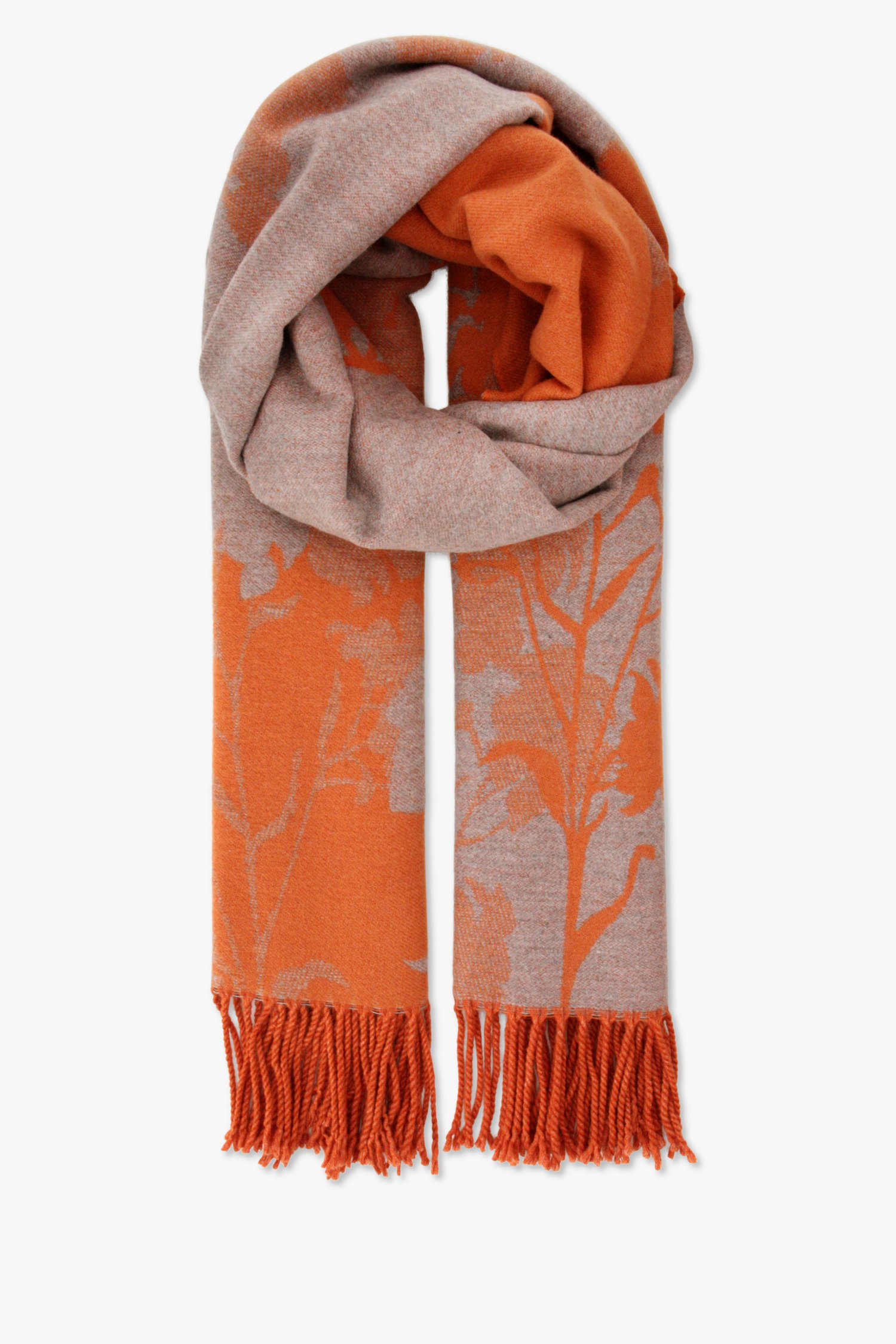 Oranje sjaal met beige bloemenprint van Modeno voor Dames